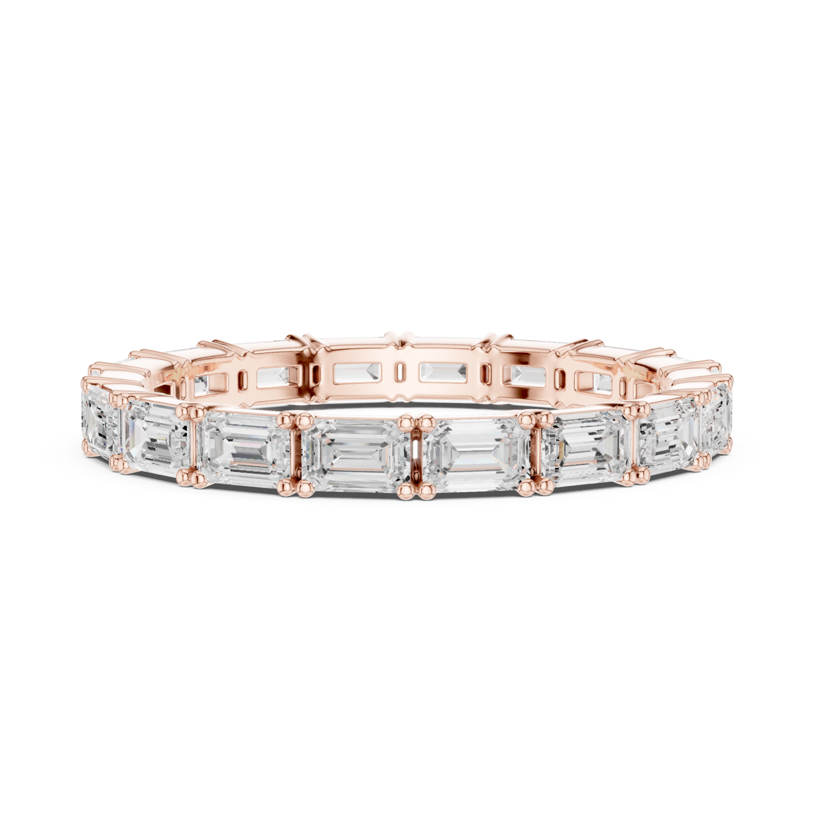  Rose Gold Classic Baguette Line Eternity Ring Side View