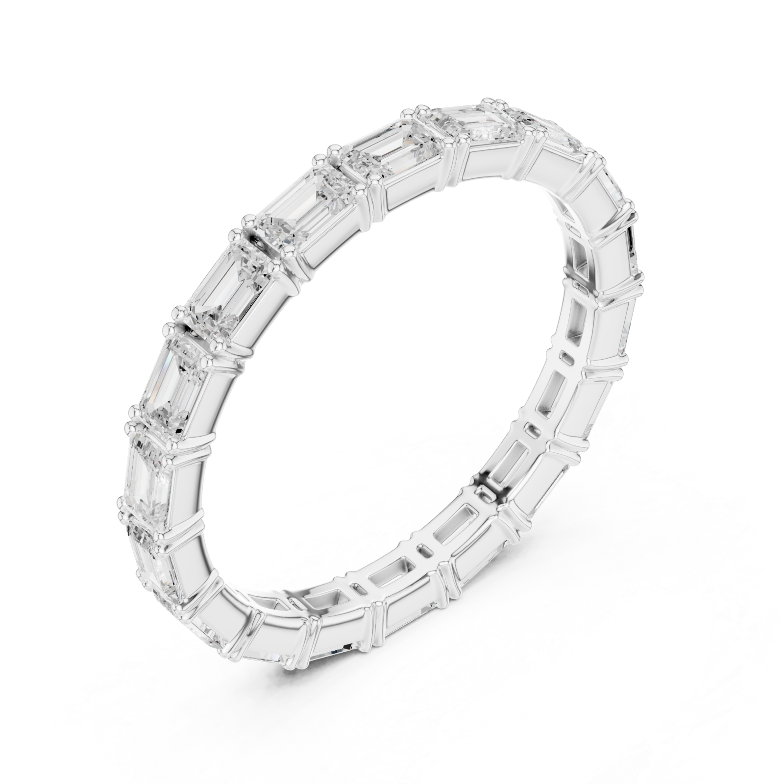  White Gold Classic Baguette Line Eternity Ring Right View