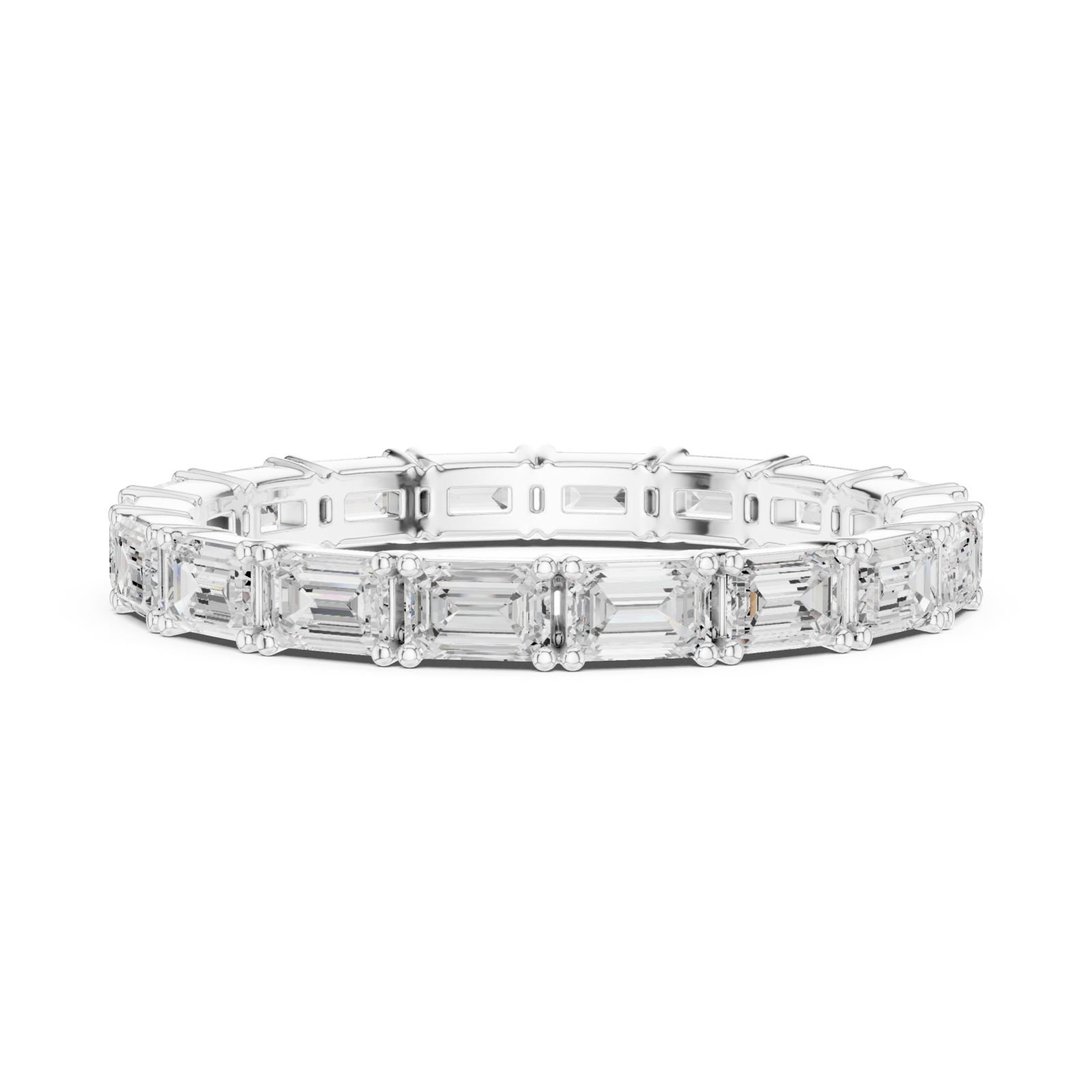  White Gold Classic Baguette Line Eternity Ring Side View