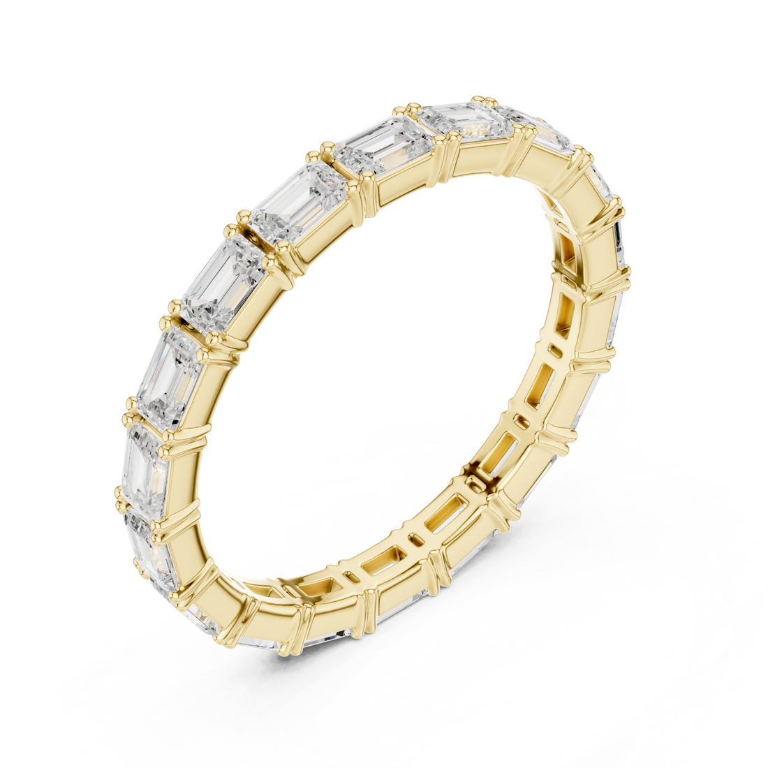 Gold Classic Baguette Line Eternity Ring Right View