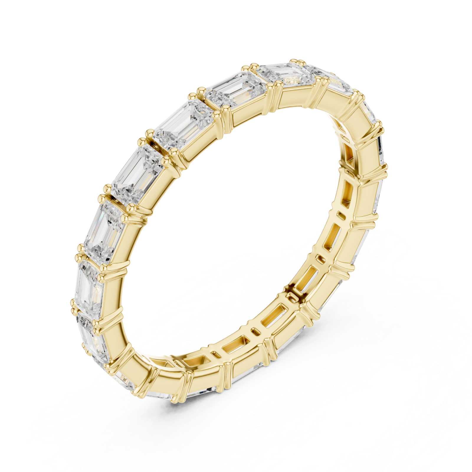 Gold Classic Baguette Line Eternity Ring Right View