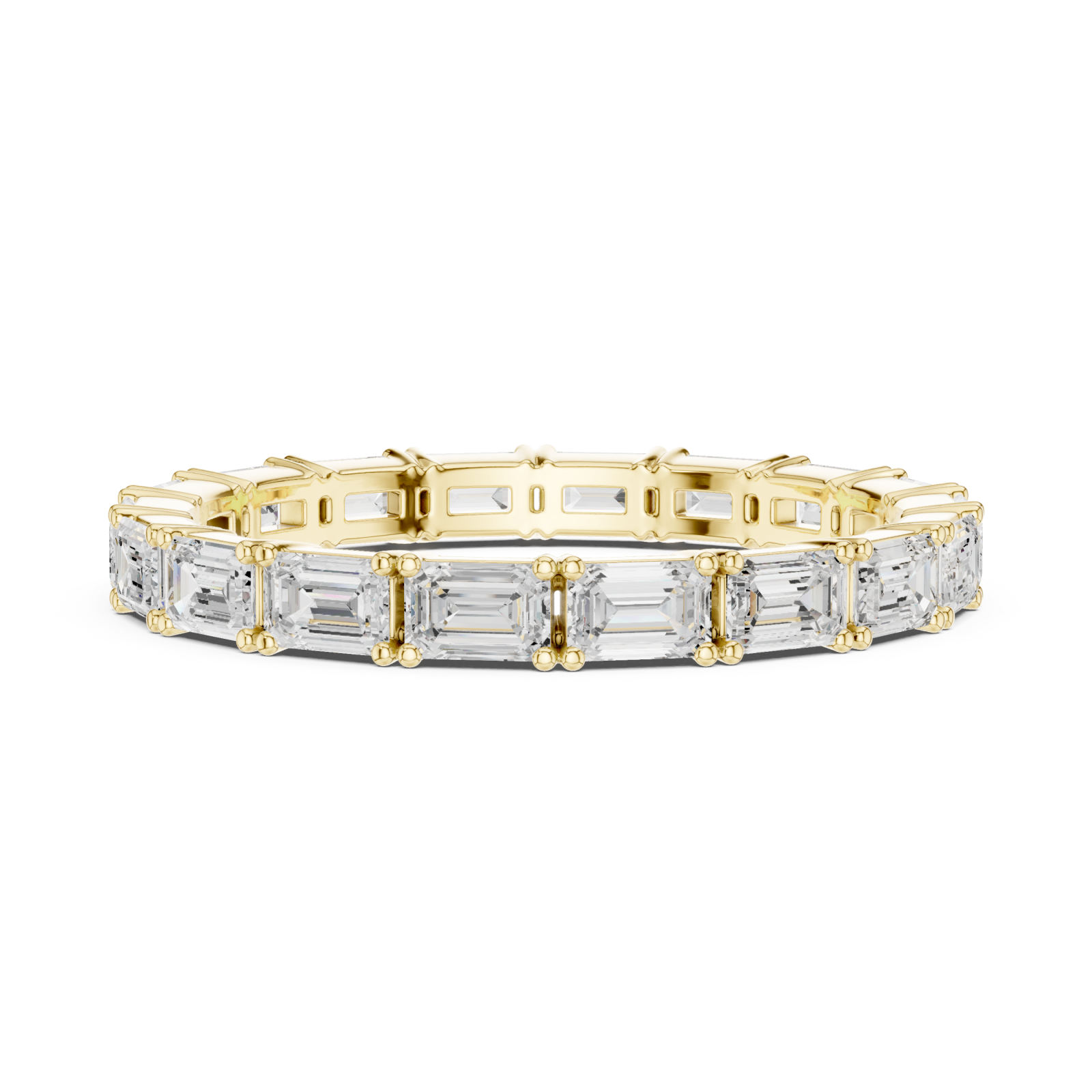  Gold Classic Baguette Line Eternity Ring Side View