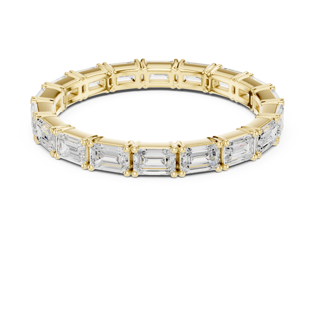 Gold Classic Baguette Line Eternity Ring Right View