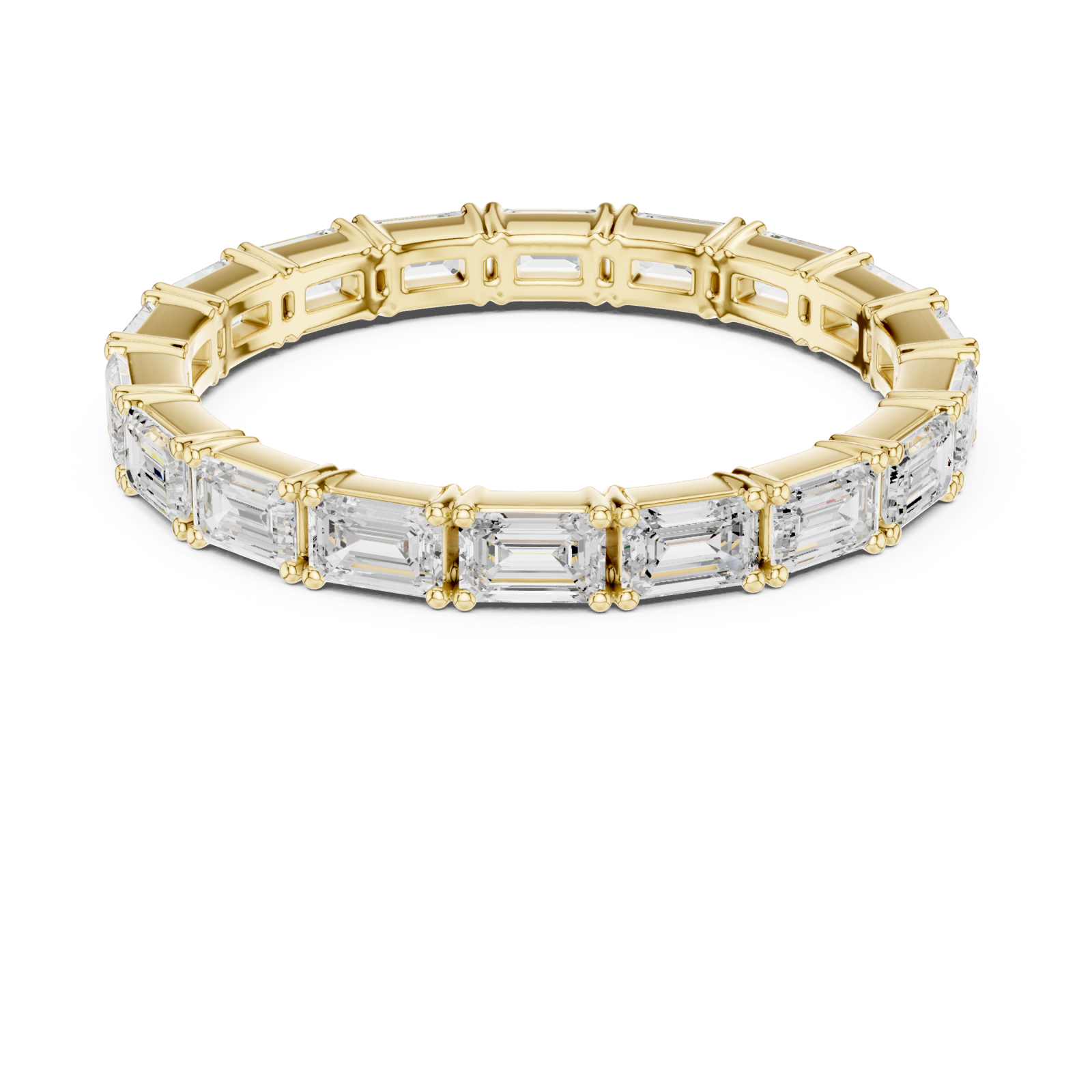  Gold Classic Baguette Line Eternity Ring Front View