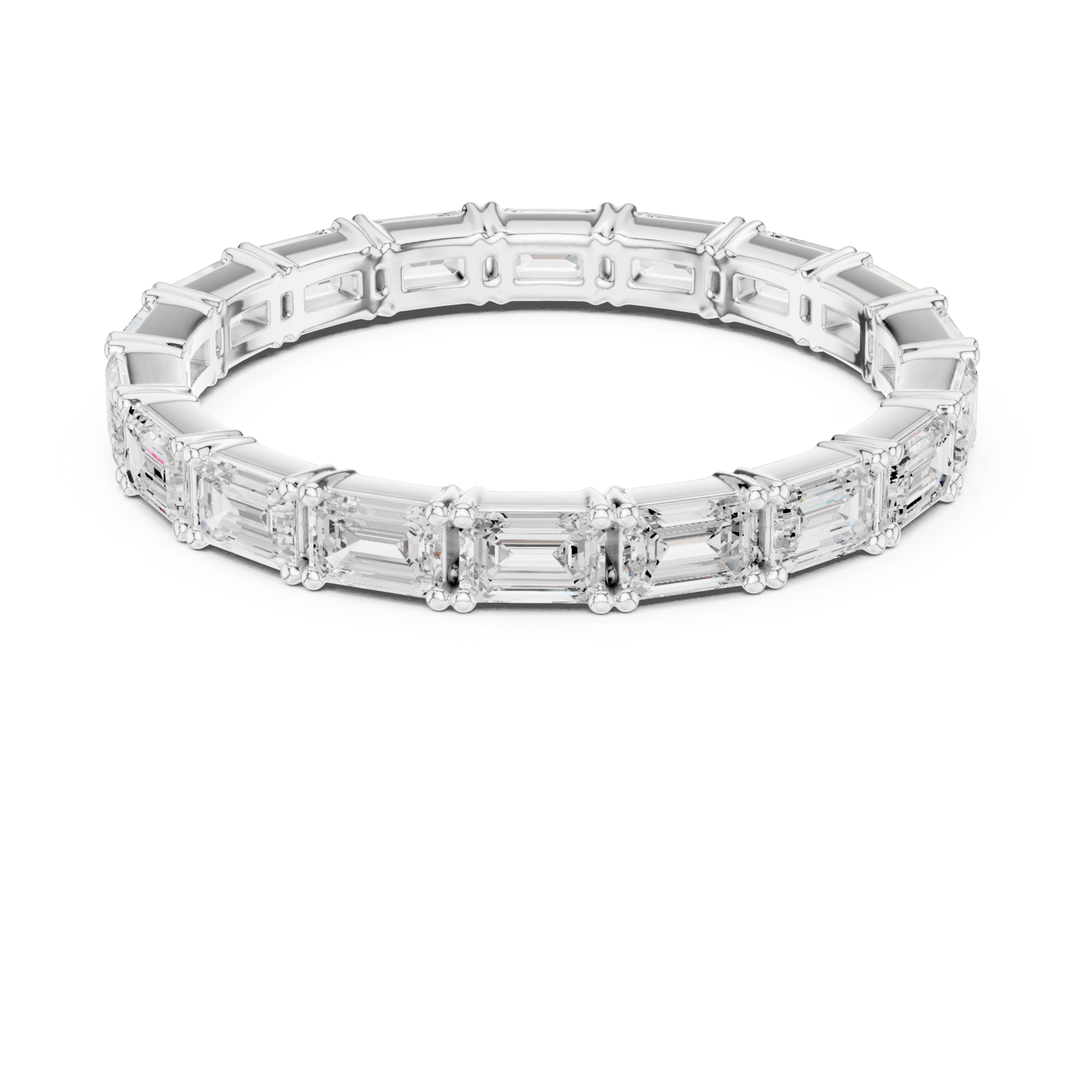  White Gold Brilliant Mosaic Eternity Band Front View