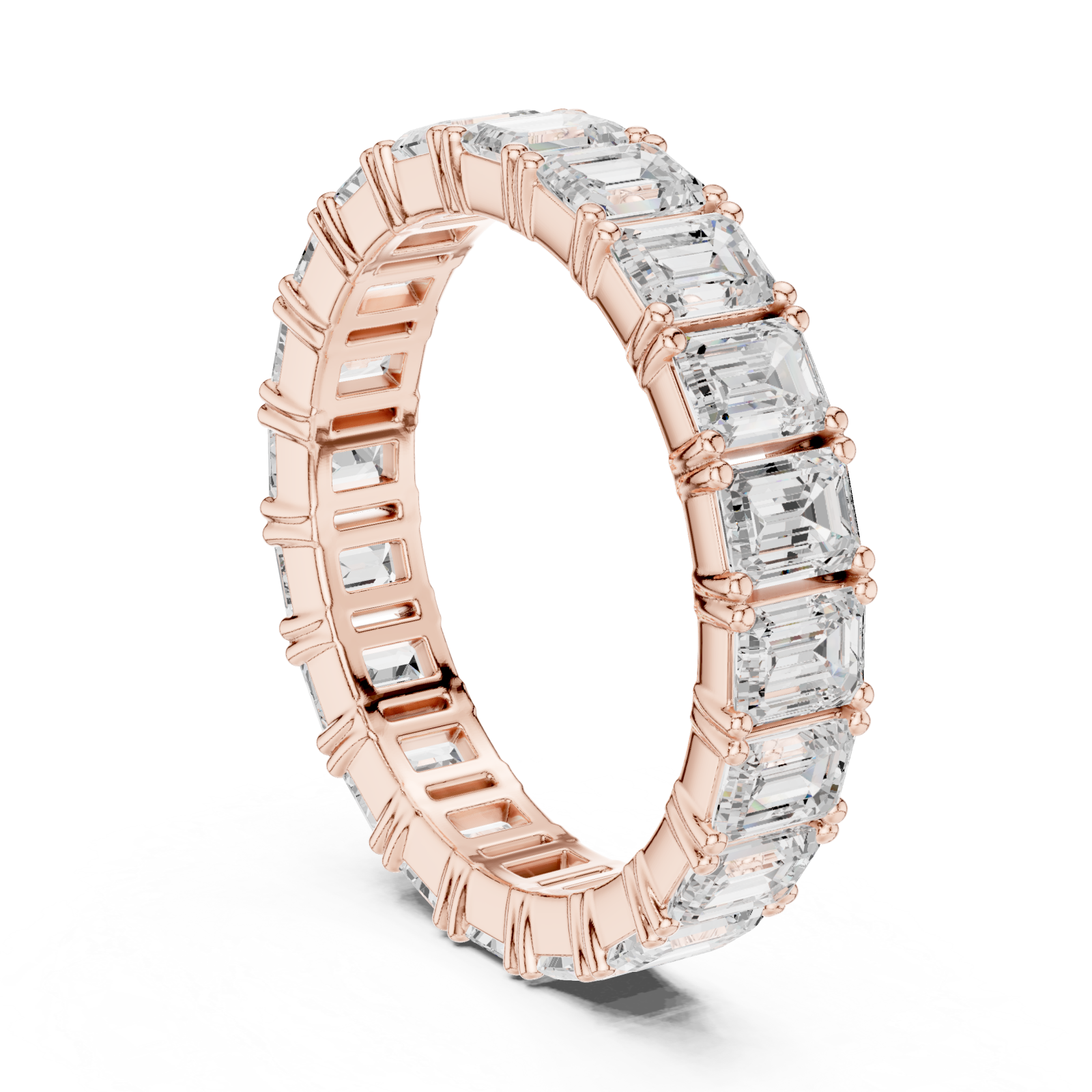  Rose Gold Radiant Step Harmony Band Ring Left View