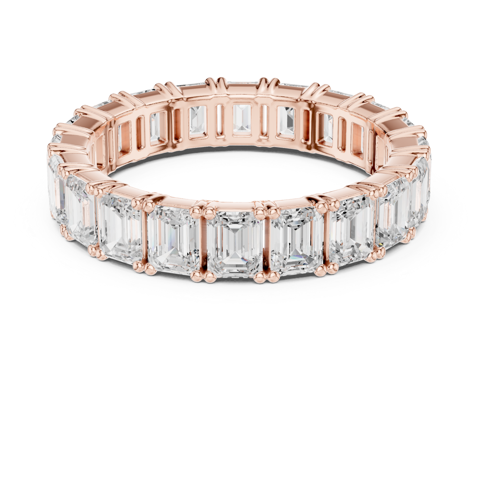  Rose Gold Radiant Step Harmony Band Ring Front View