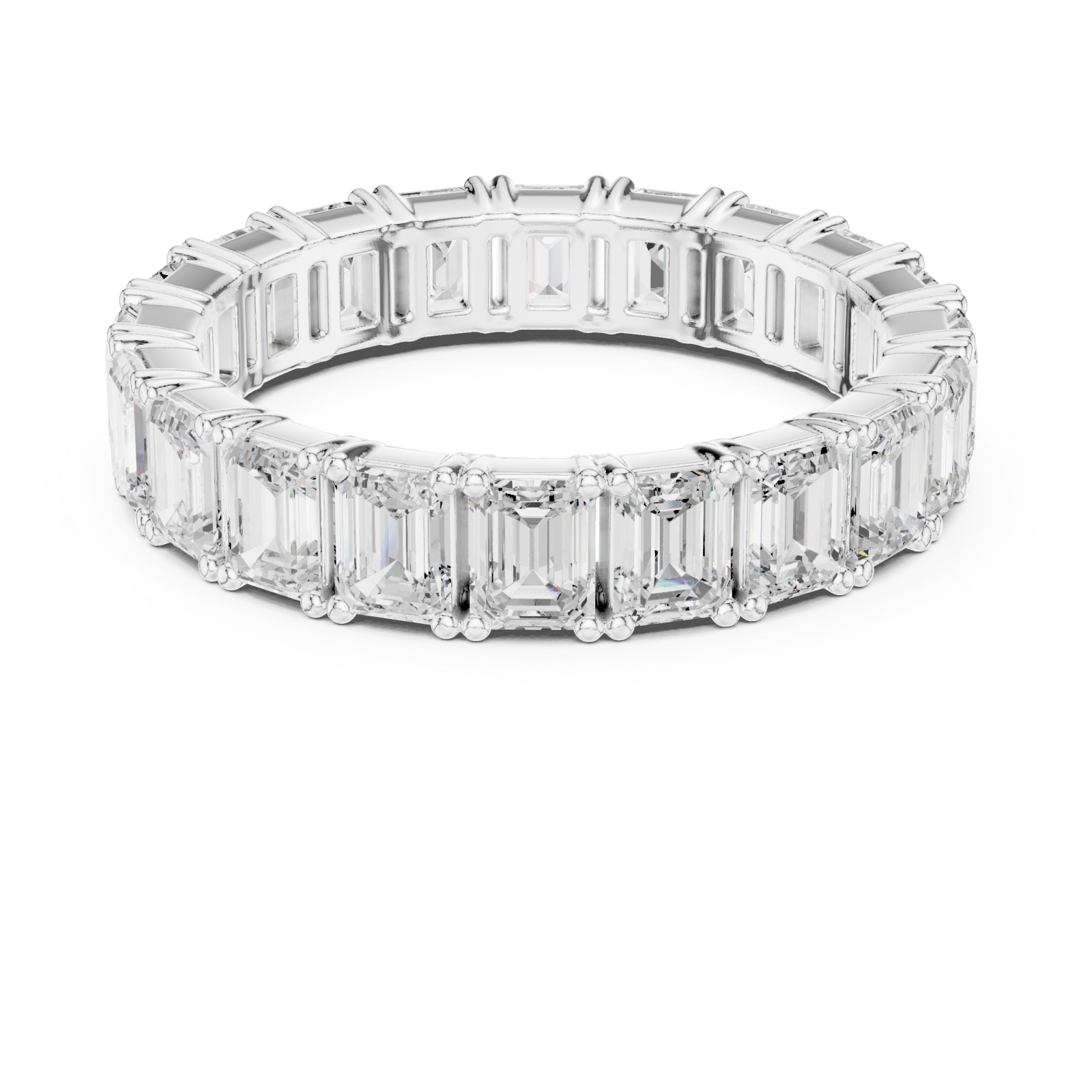  White Gold Radiant Step Harmony Band Ring Front View