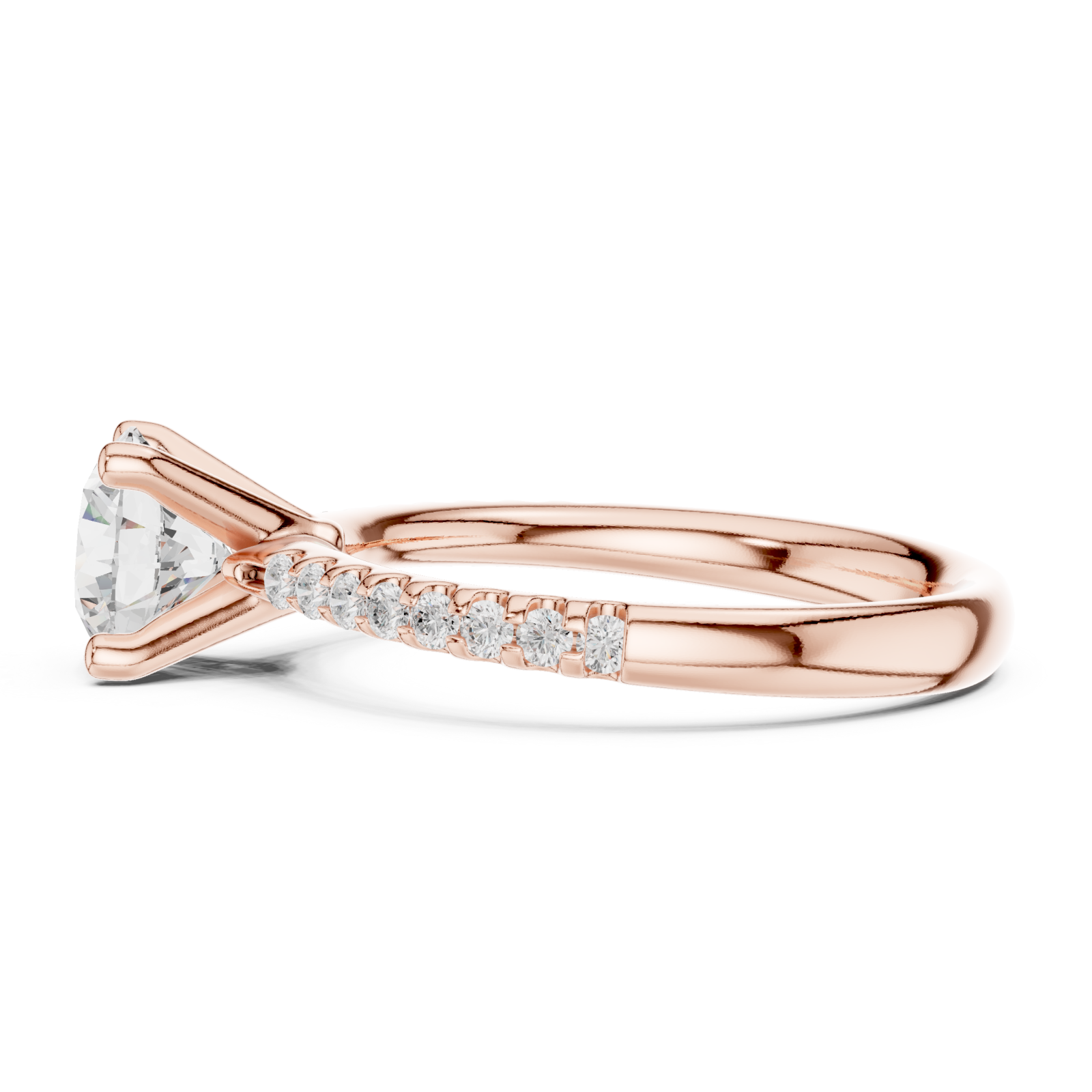  Rose Gold Radiant Bloom Whisper Band Ring Side View