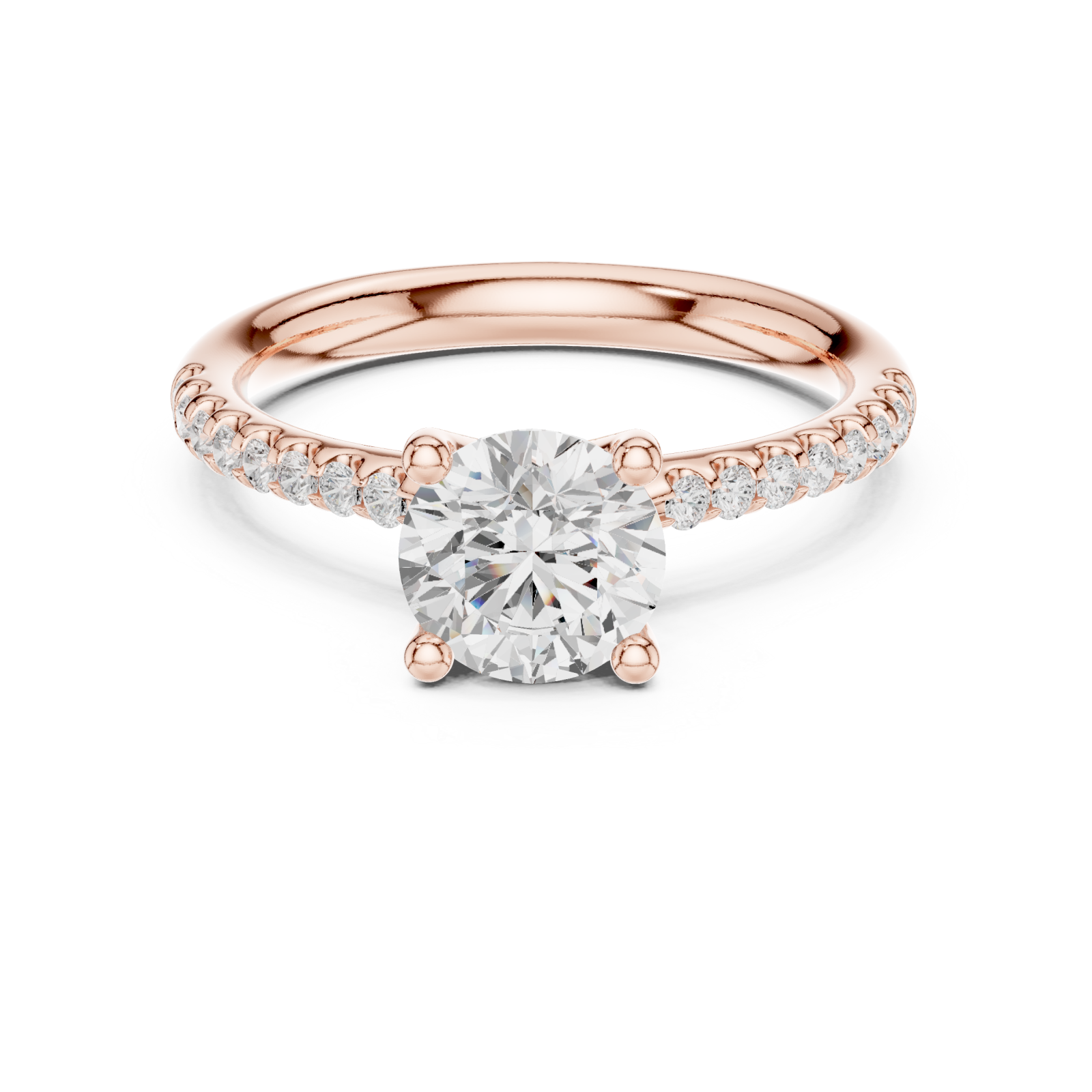  Rose Gold Radiant Bloom Whisper Band Ring Front View