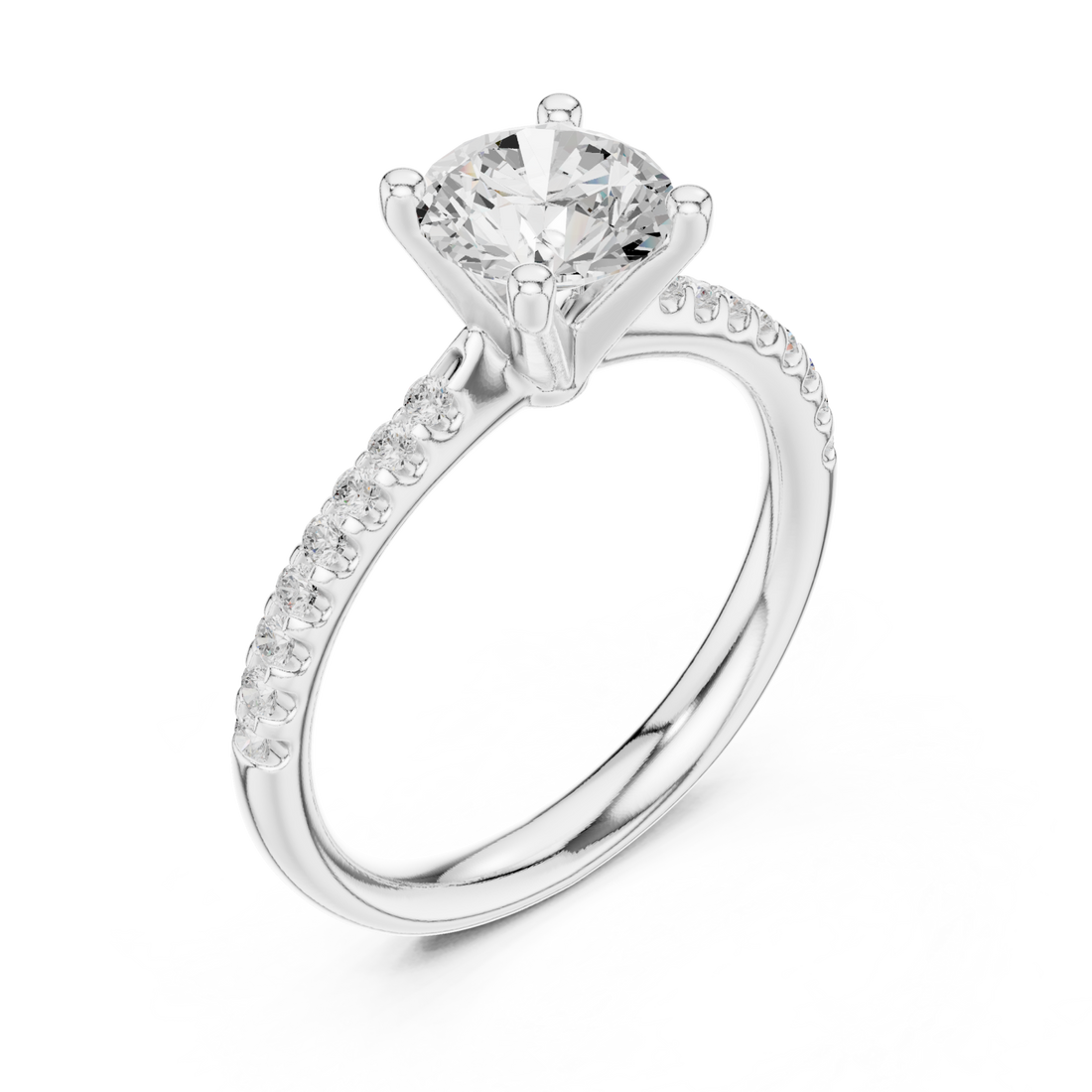  White Gold Radiant Bloom Whisper Band Ring Right View