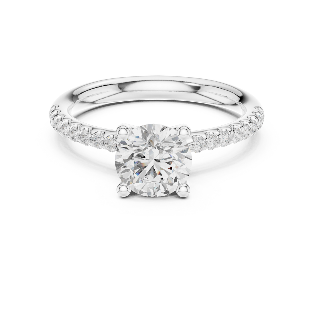  White Gold Radiant Bloom Whisper Band Ring Right View