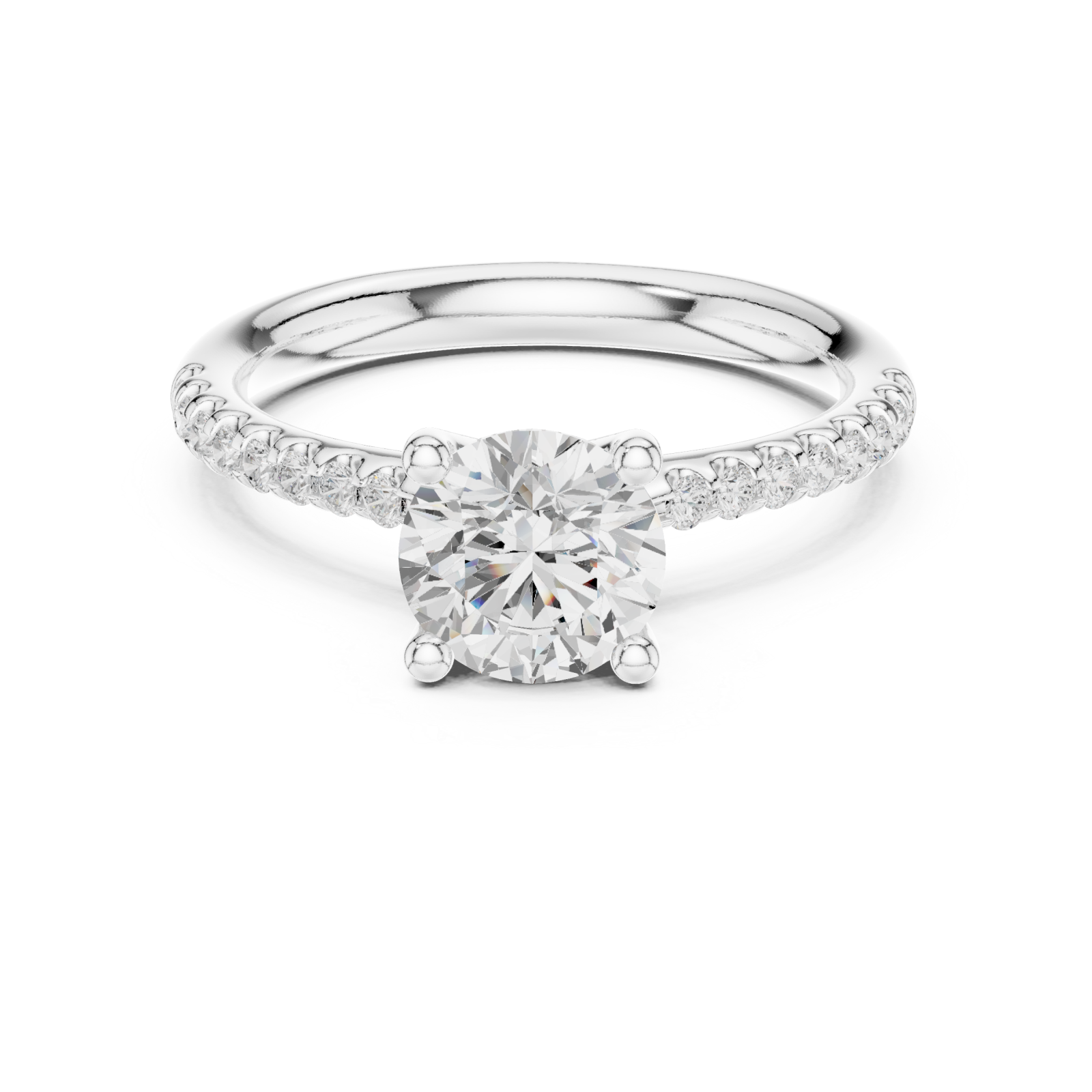  White Gold Radiant Bloom Whisper Band Ring Front View