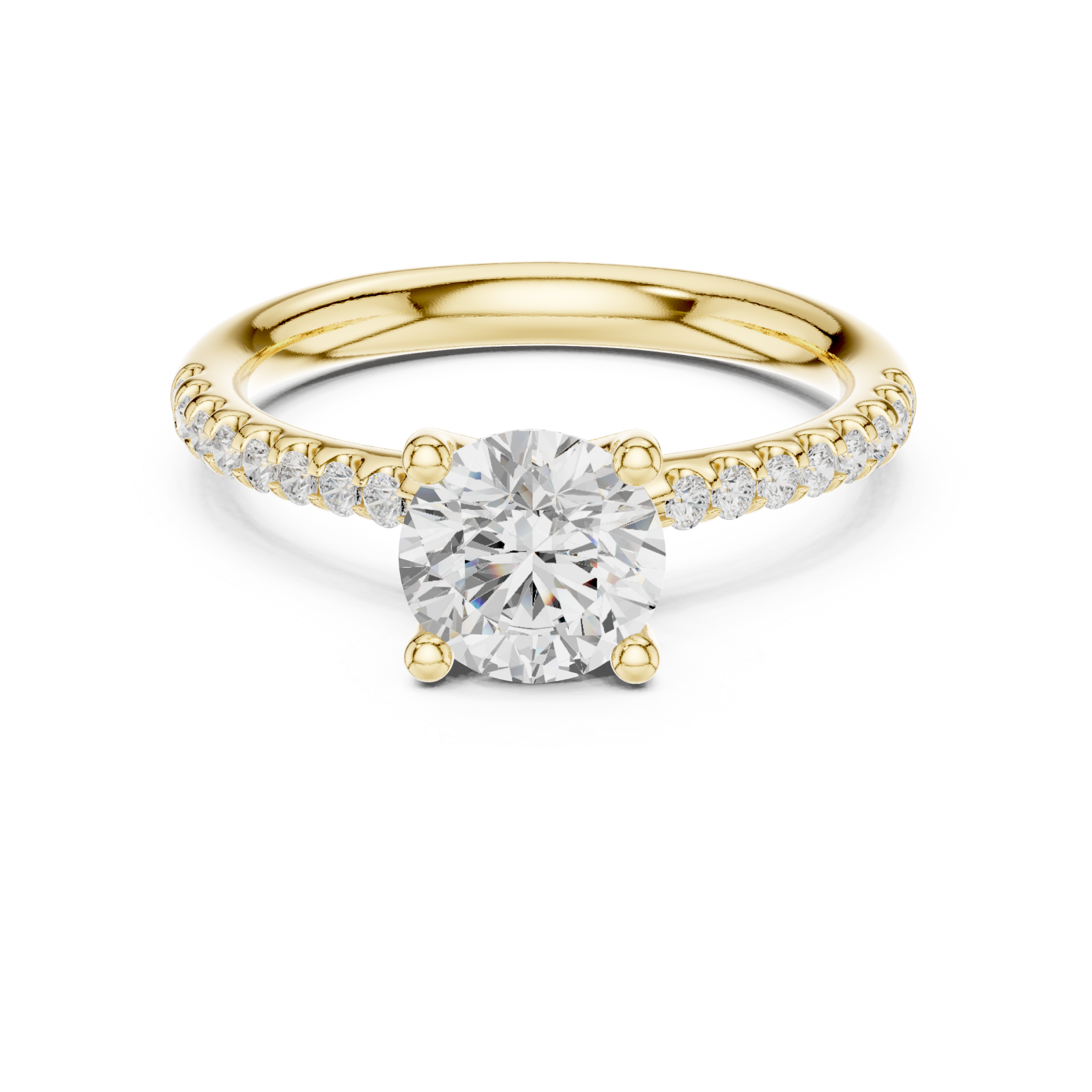  Gold Radiant Bloom Whisper Band Ring Front View