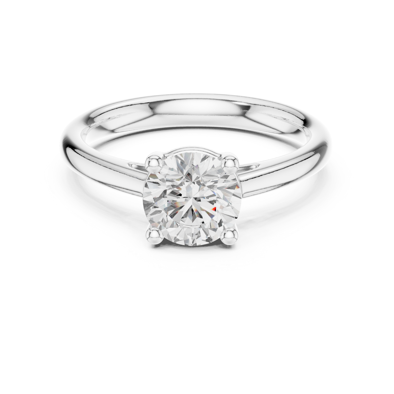  White Gold Whispering Graceful Petal Band Ring Front View