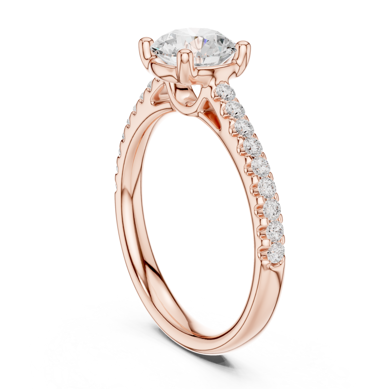  Rose Gold Embrace Halo Solitaire Engagement Ring Left View