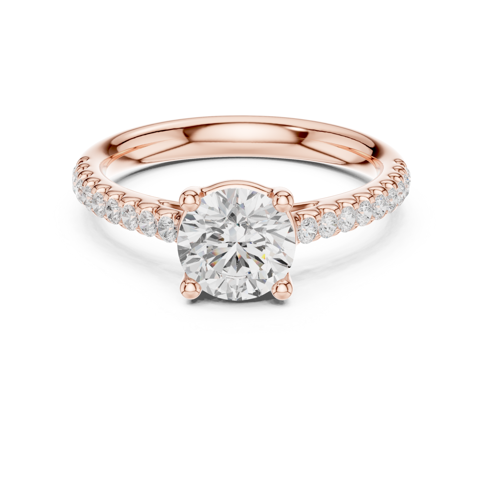  Rose Gold Embrace Halo Solitaire Engagement Ring Front View
