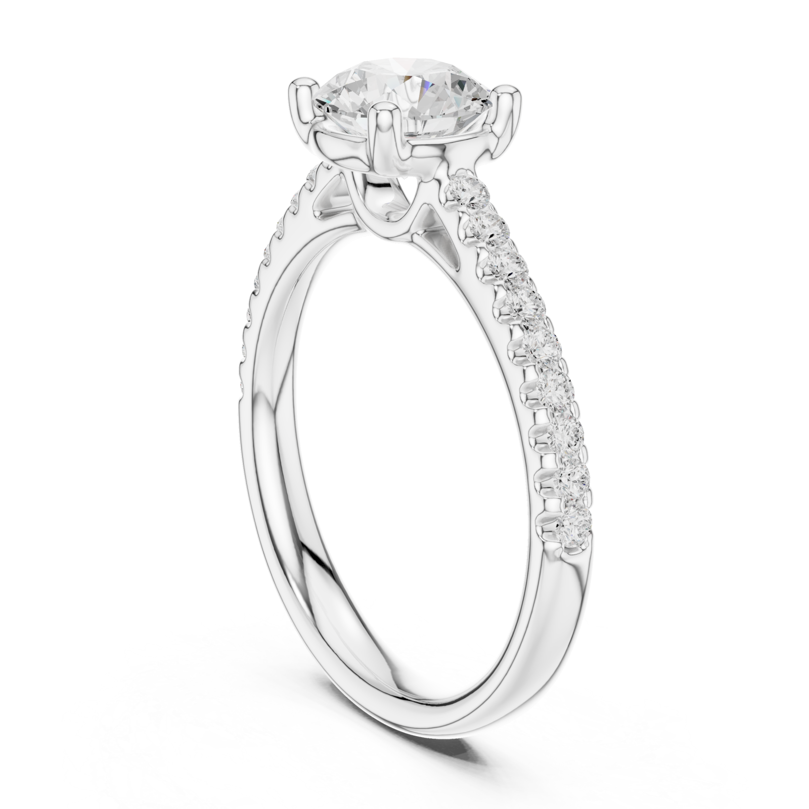  White Gold Embrace Halo Solitaire Engagement Ring Left View