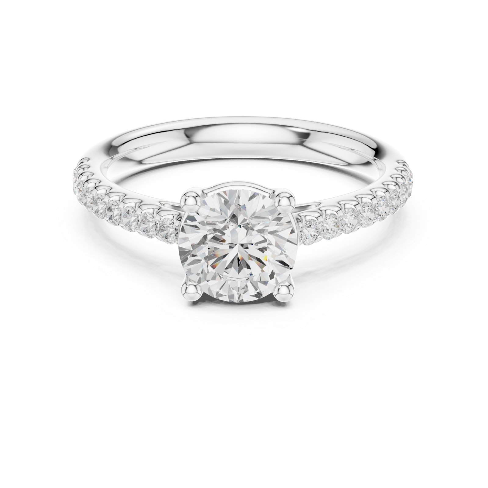  White Gold Embrace Halo Solitaire Engagement Ring Front View