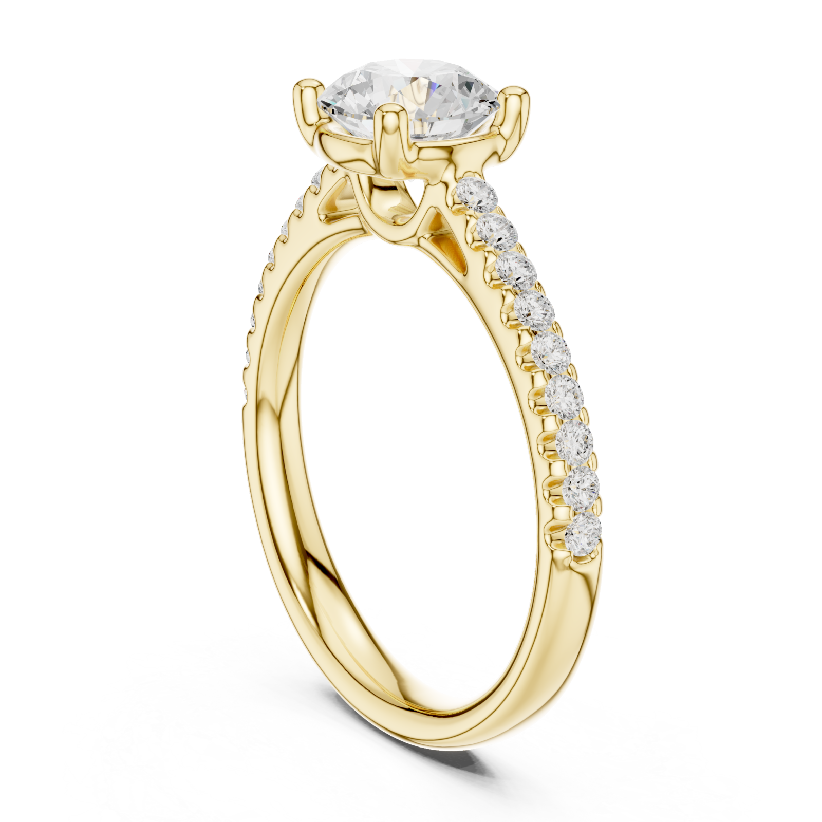  Gold Embrace Halo Solitaire Engagement Ring Left View