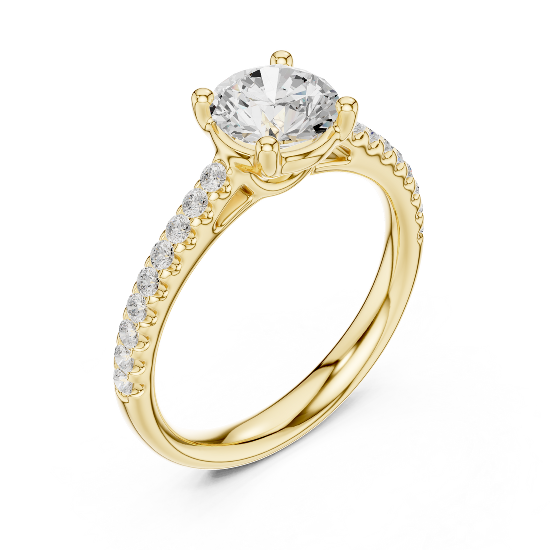 Gold Embrace Halo Solitaire Engagement Ring Right View