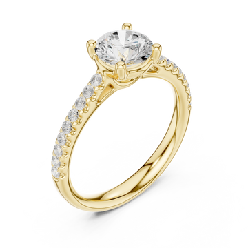 Gold Embrace Halo Solitaire Engagement Ring Right View