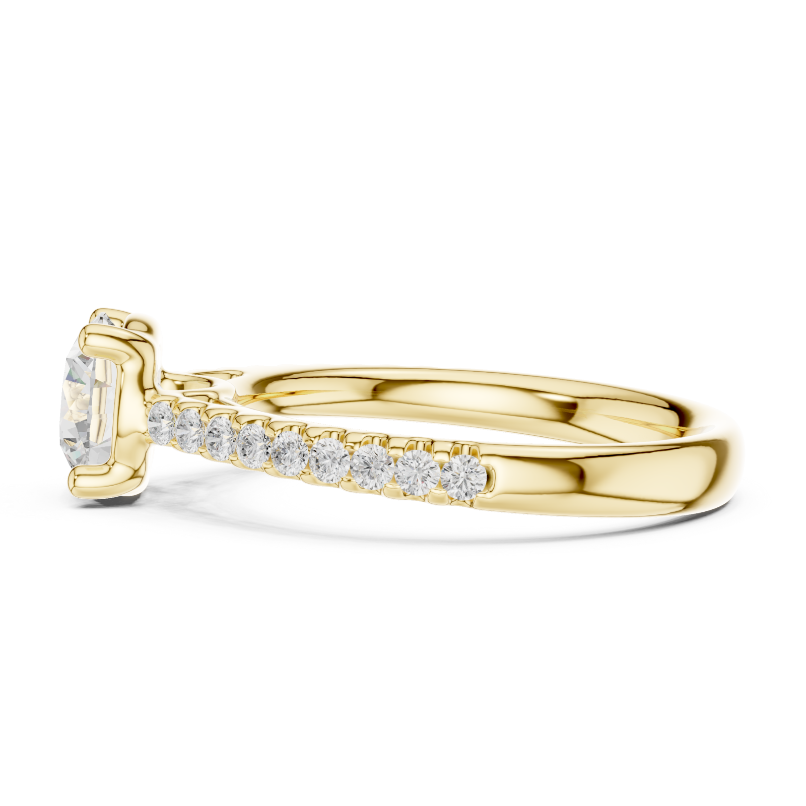  Gold Embrace Halo Solitaire Engagement Ring Side View