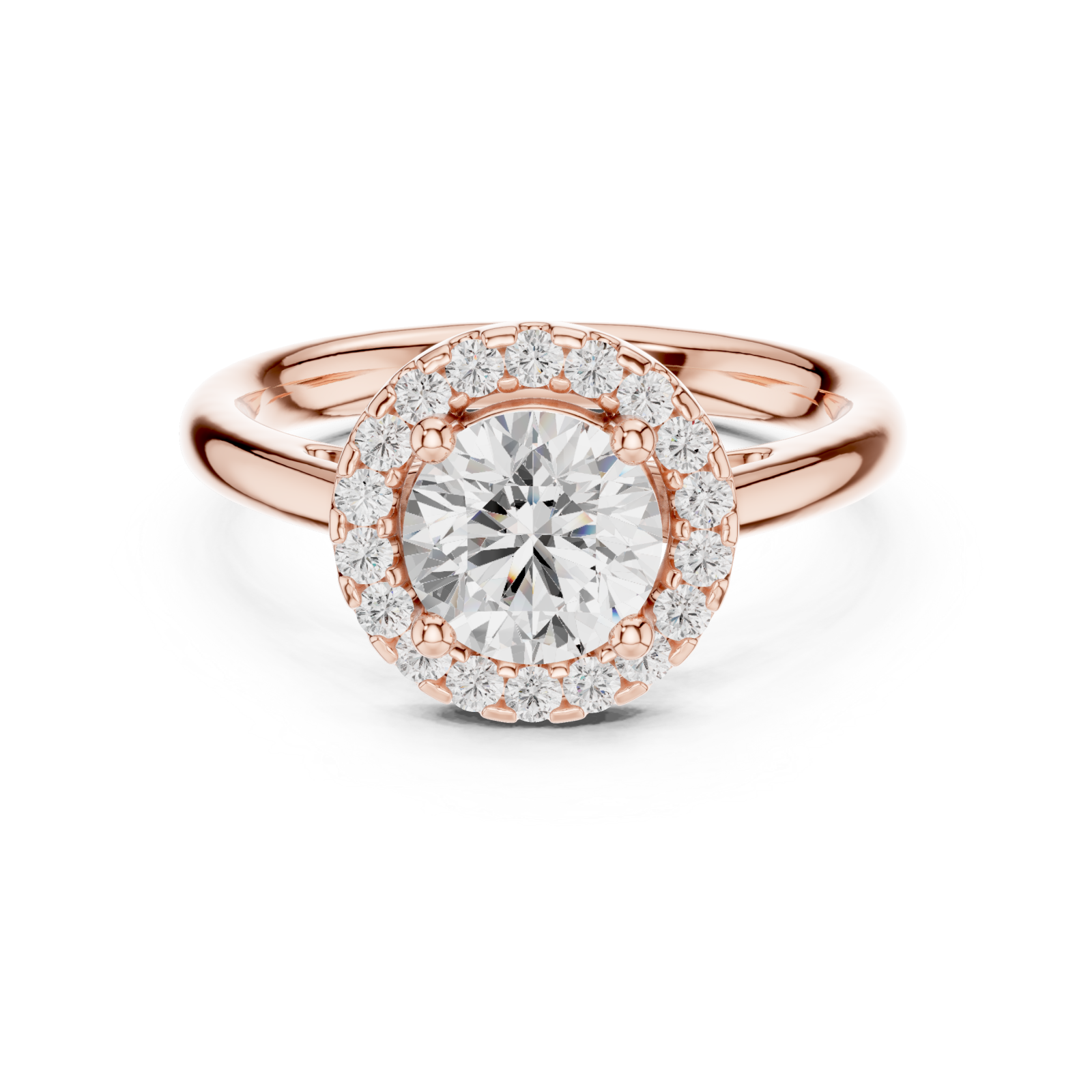  Rose Gold Luminous Gala Pavé Sphere Statement Ring Front View