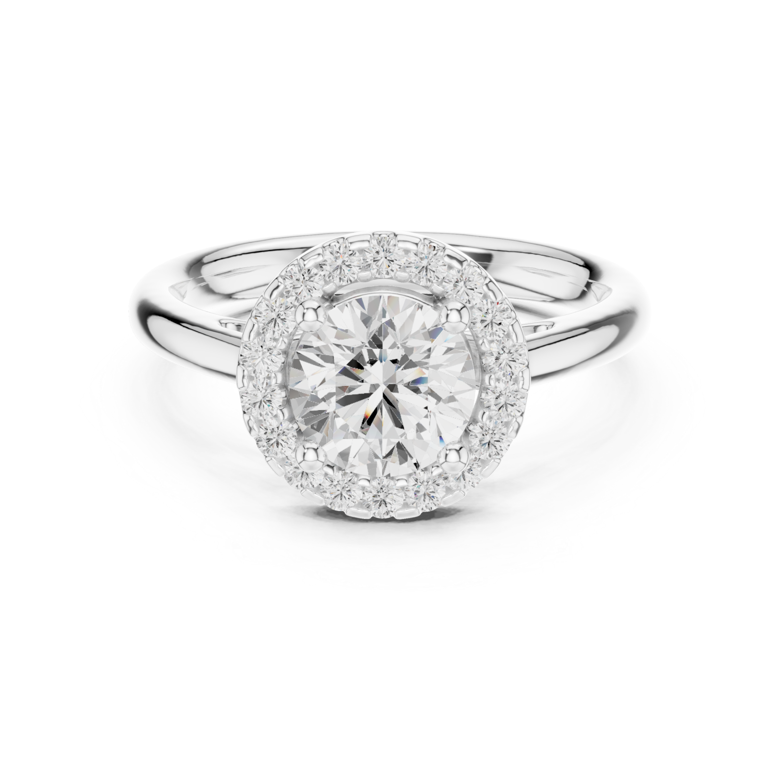  White Gold Luminous Gala Pavé Sphere Statement Ring Front View