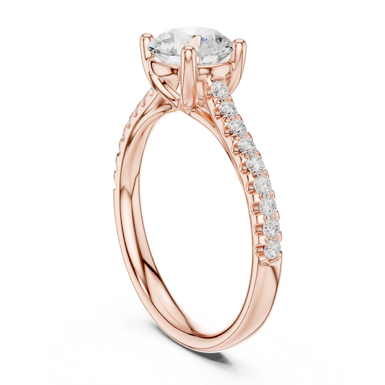  Rose Gold Enchanted Radiance Halo Solitaire Engagement Ring Left View