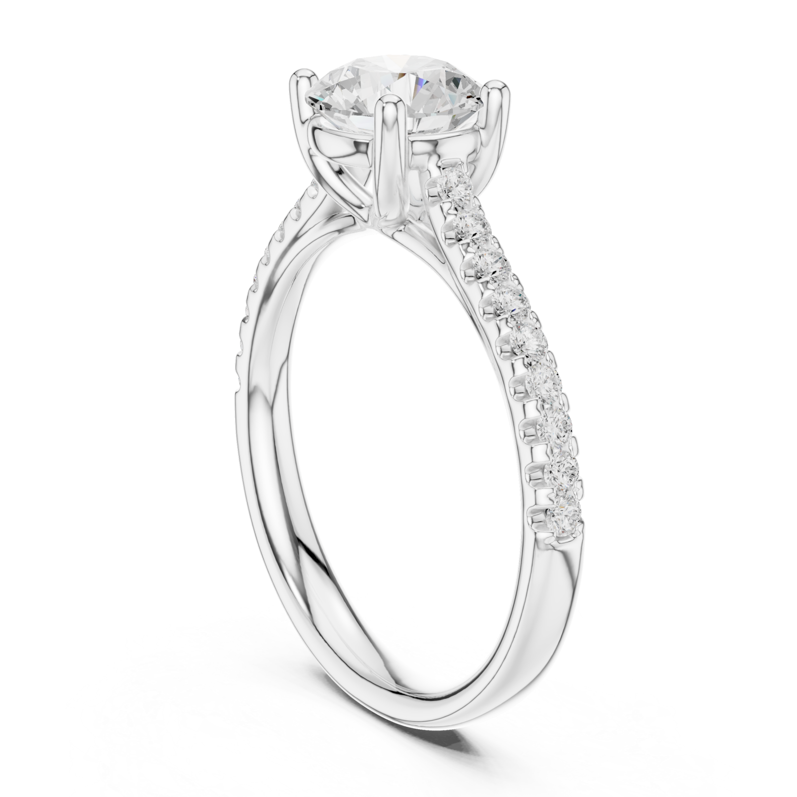  White Gold Enchanted Radiance Halo Solitaire Engagement Ring Left View