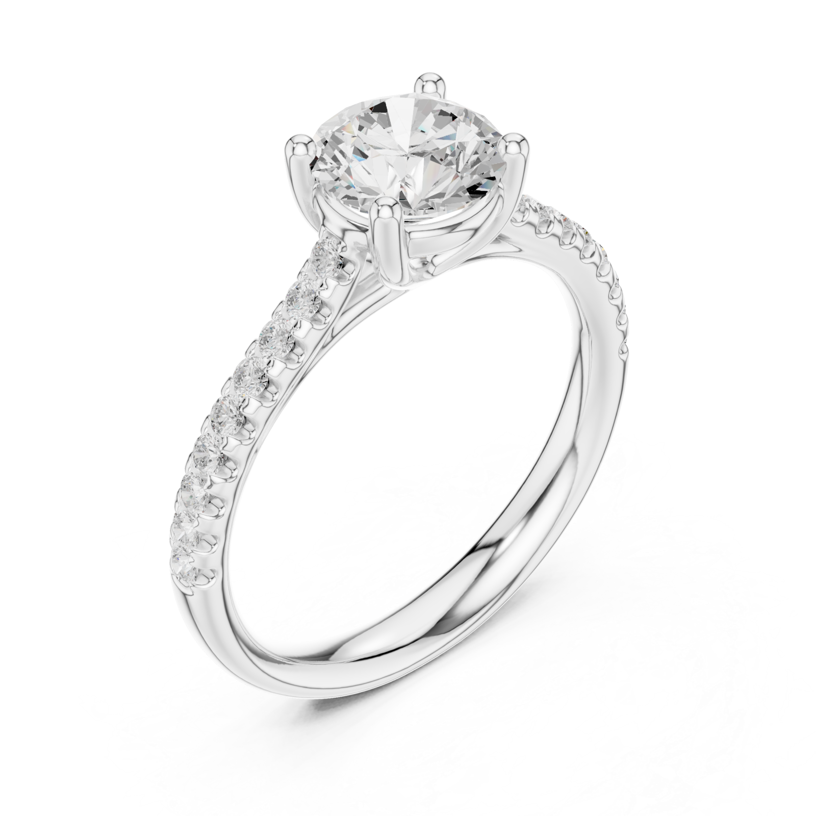  White Gold Enchanted Radiance Halo Solitaire Engagement Ring Right View