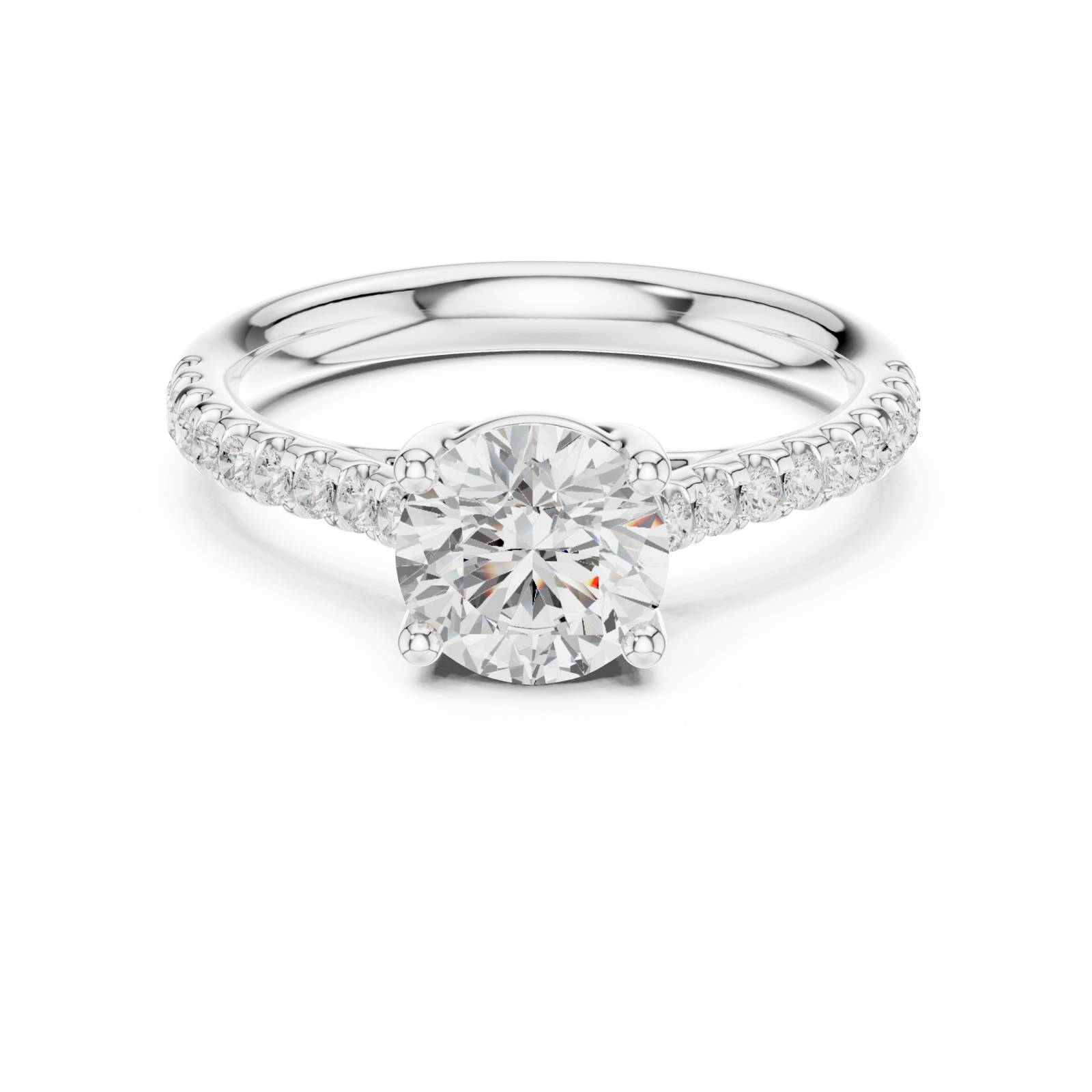  White Gold Enchanted Radiance Halo Solitaire Engagement Ring Front View