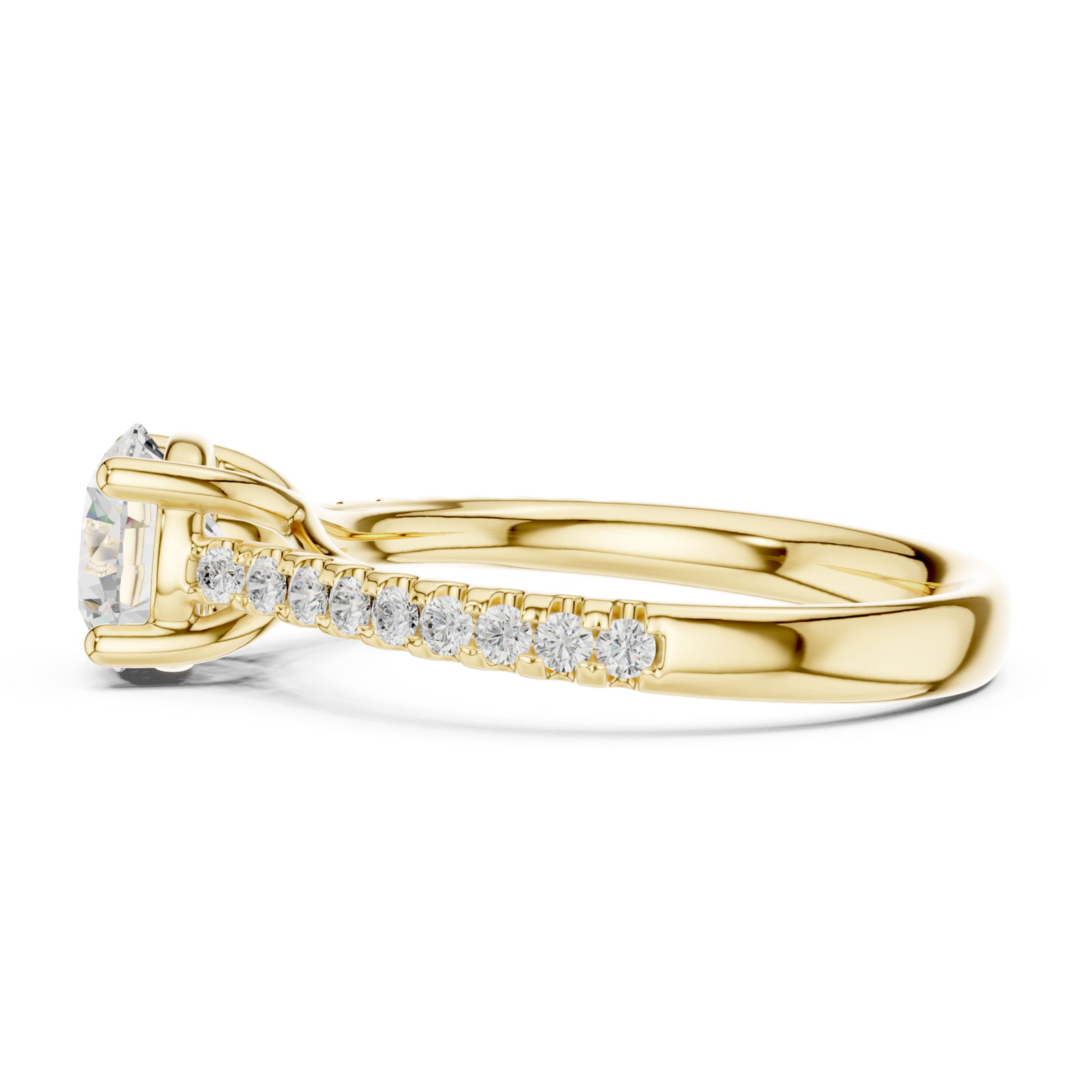  Gold Enchanted Radiance Halo Solitaire Engagement Ring Side View