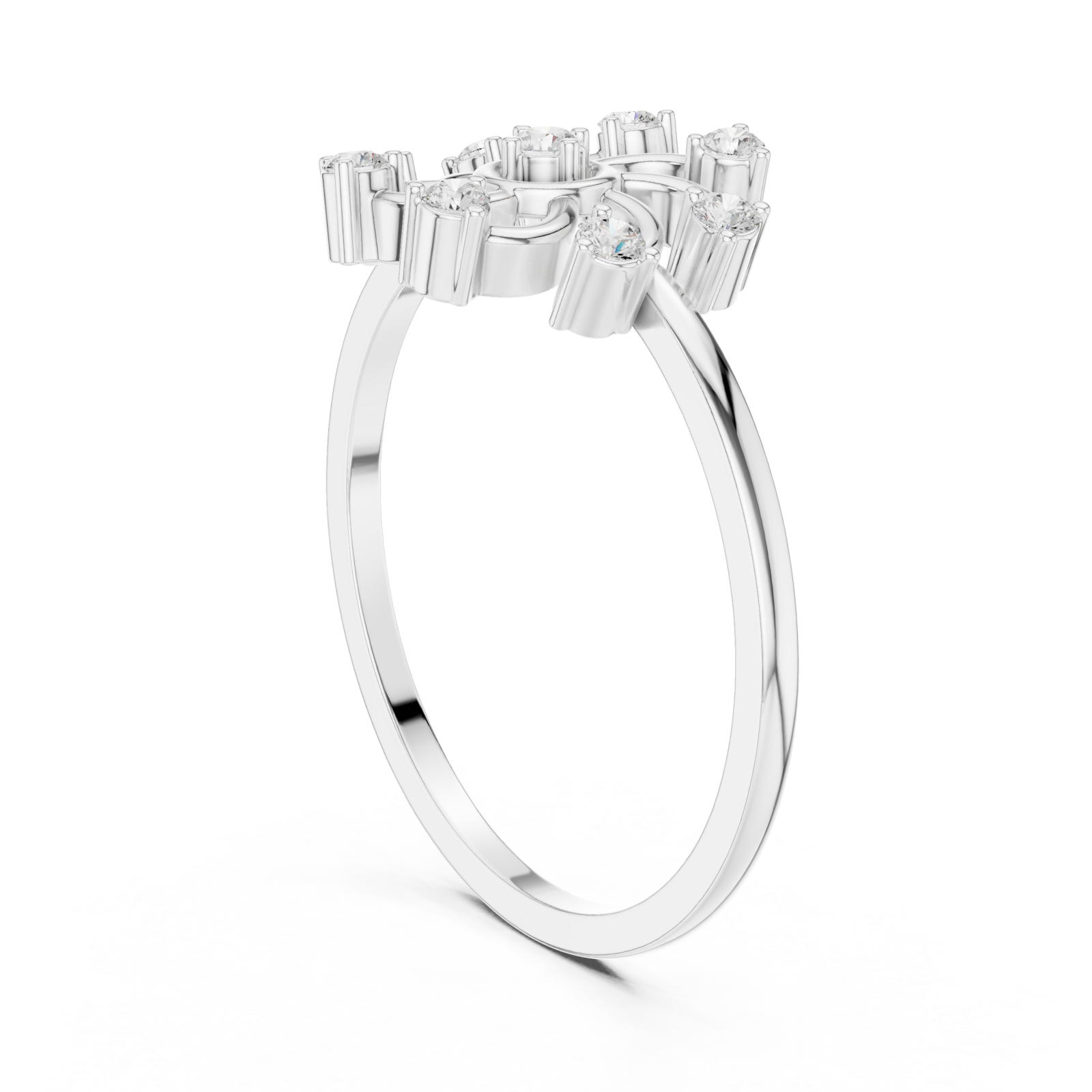  White Gold Vivid Harmony Petal Shine Band Left View