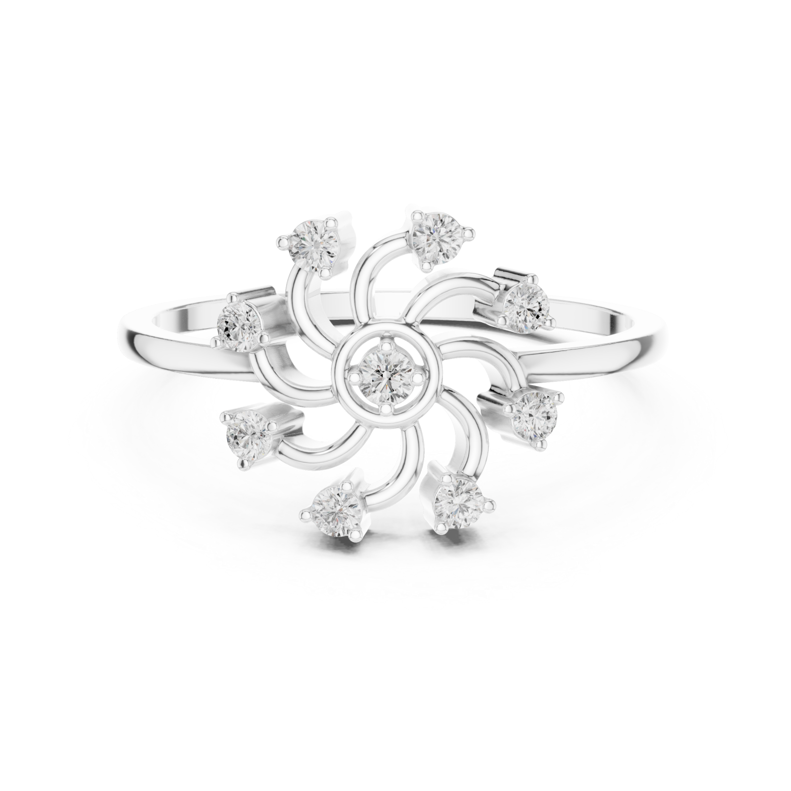  White Gold Vivid Harmony Petal Shine Band Front View
