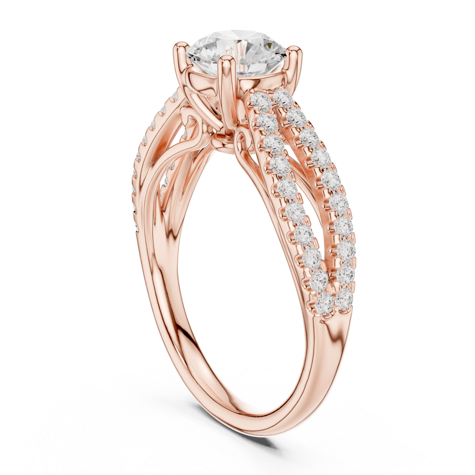  Rose Gold Graceful Essence Halo Ring Left View
