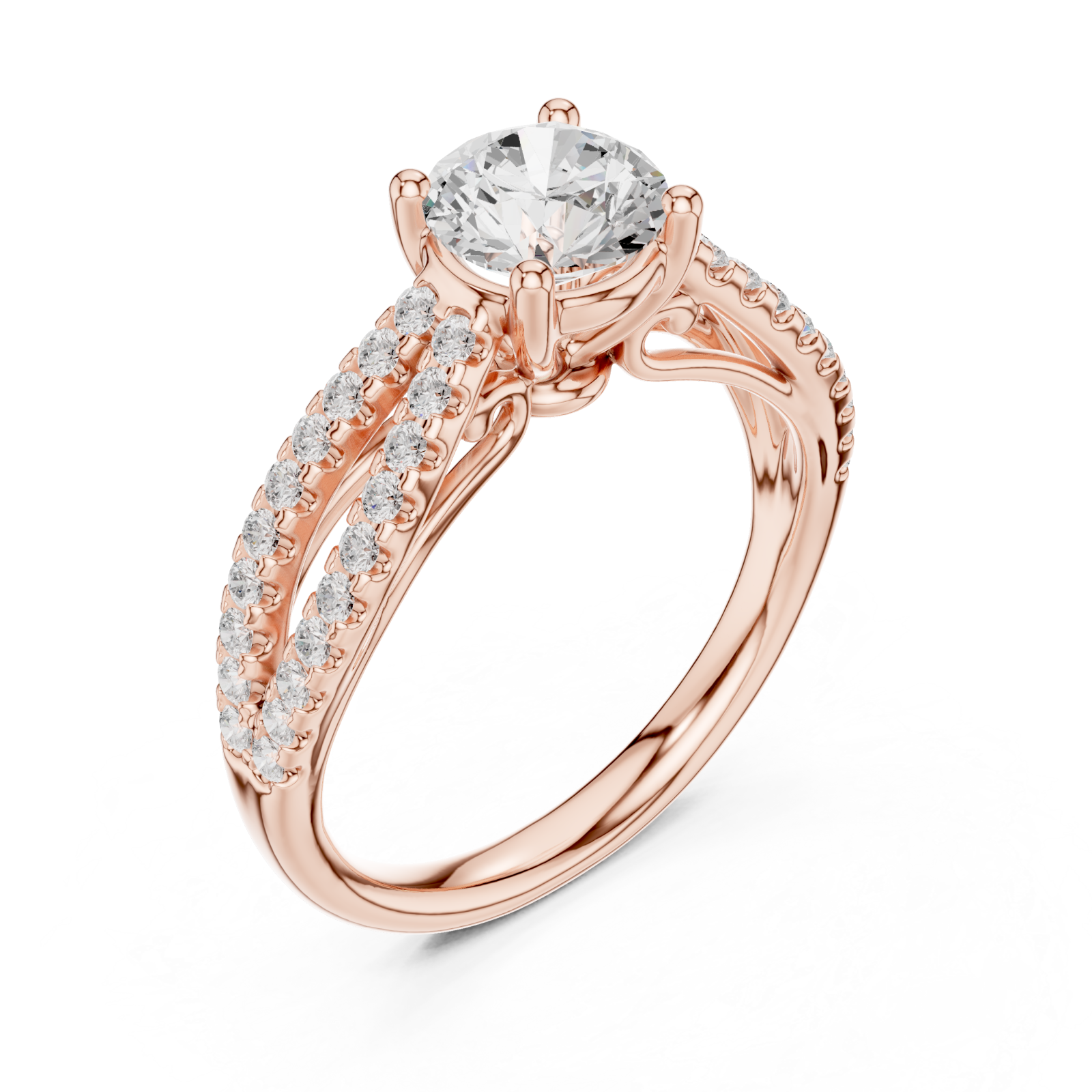  Rose Gold Graceful Essence Halo Ring Right View