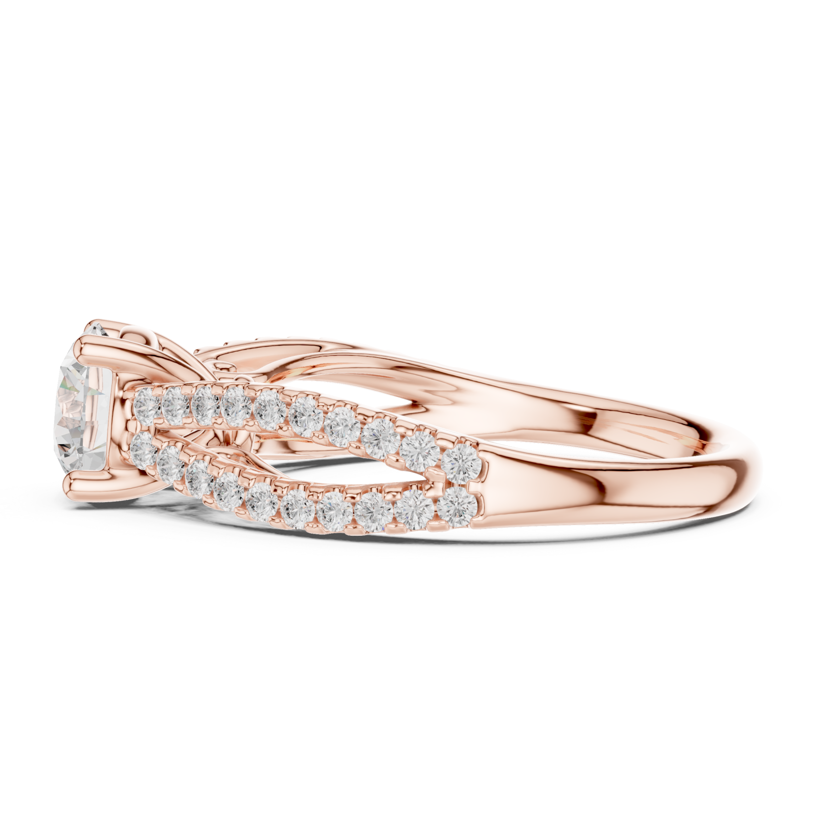  Rose Gold Graceful Essence Halo Ring Side View
