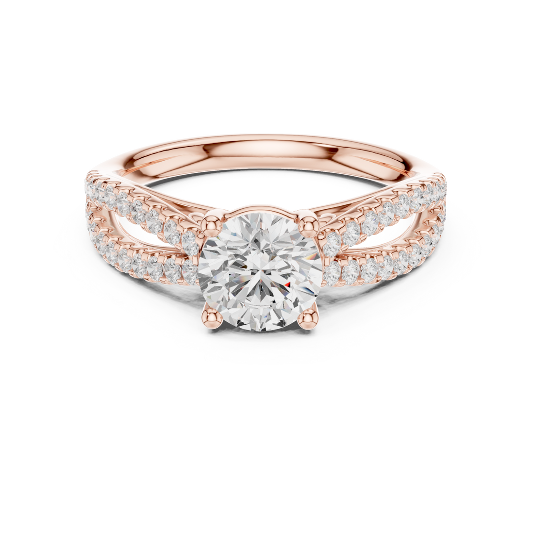  Rose Gold Graceful Essence Halo Ring Right View