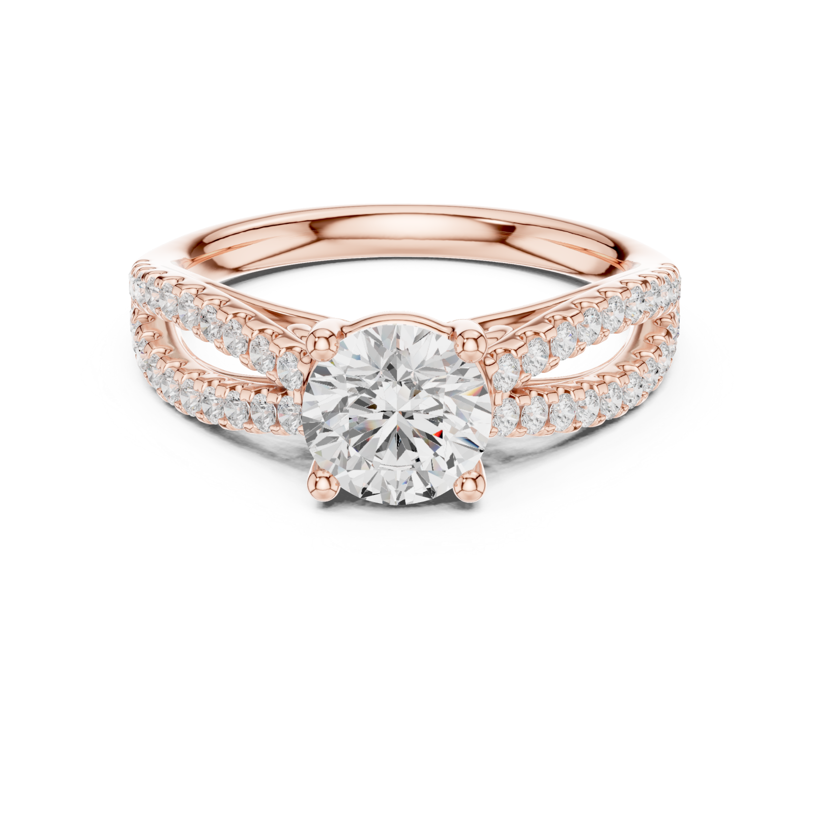 Rose Gold Graceful Essence Halo Ring Front View