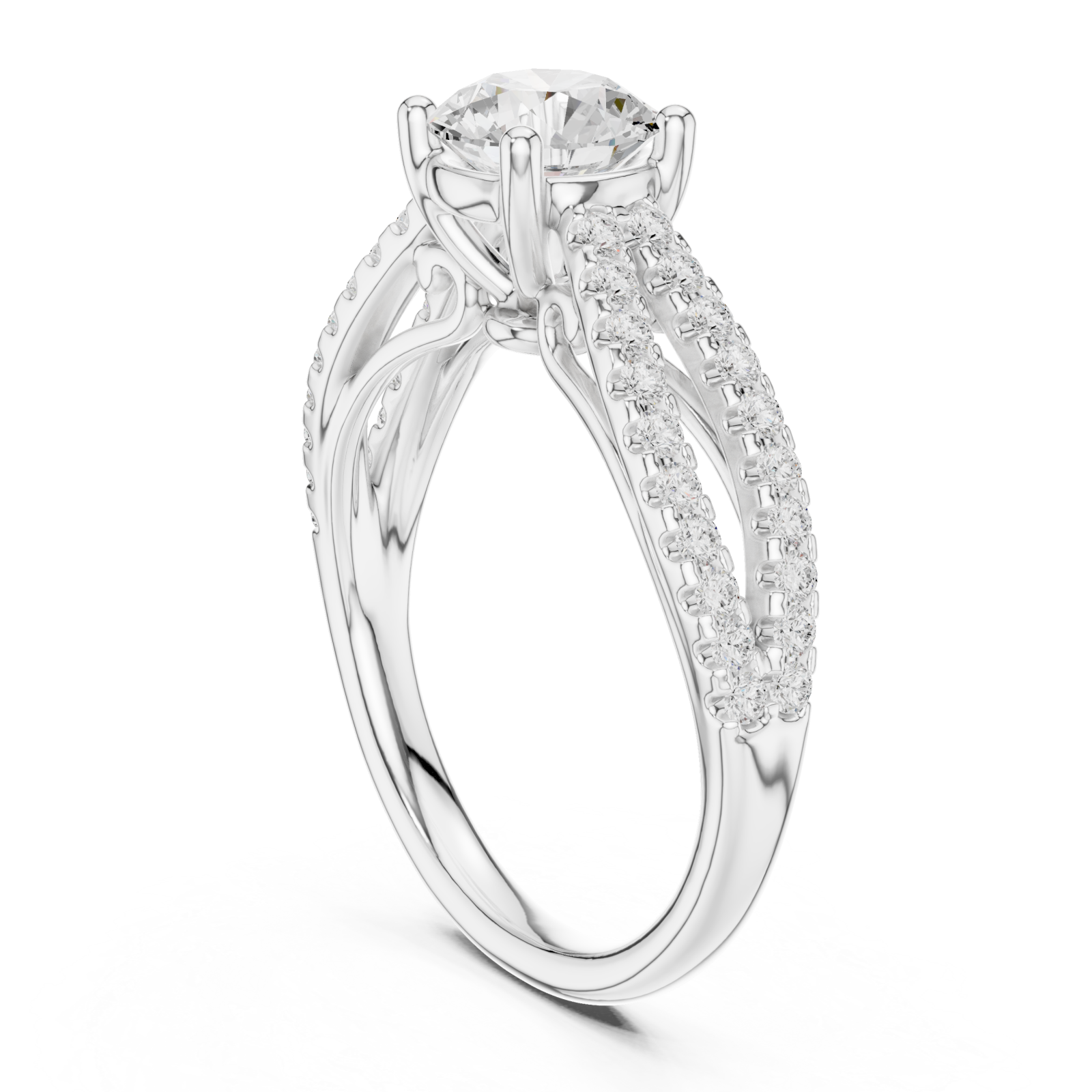  White Gold Graceful Essence Halo Ring Left View