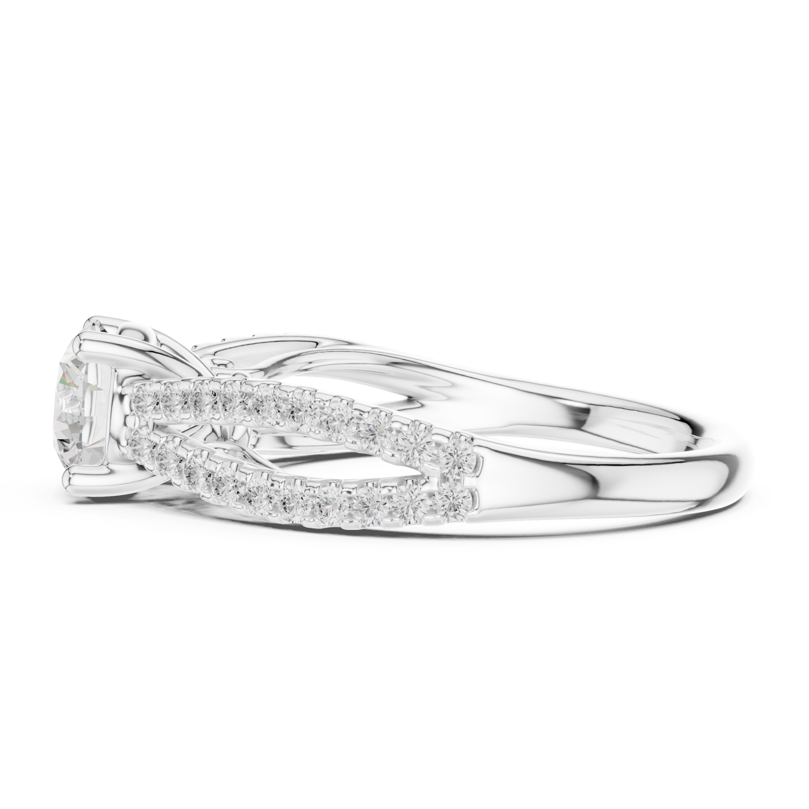  White Gold Graceful Essence Halo Ring Side View