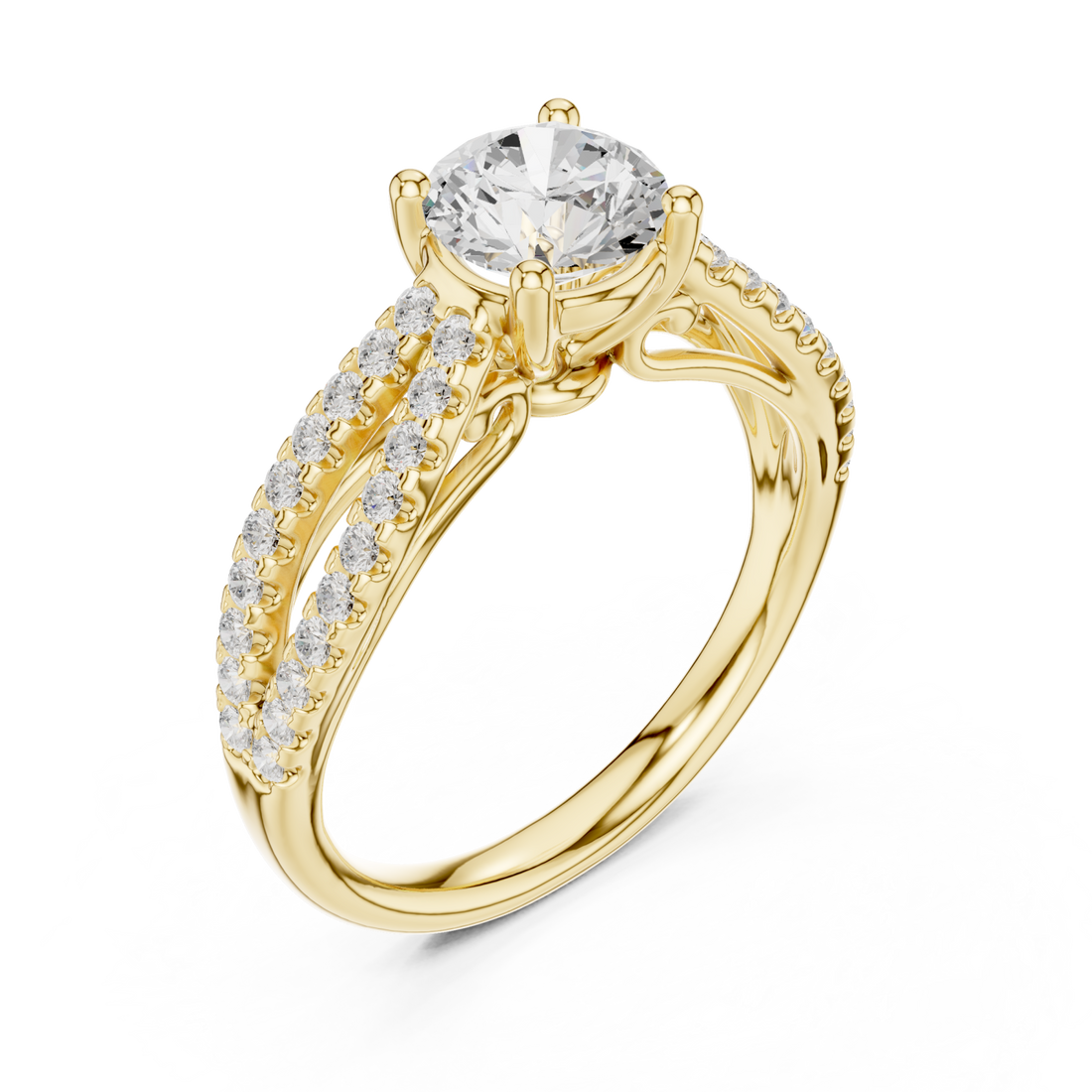 Gold Graceful Essence Halo Ring Right View