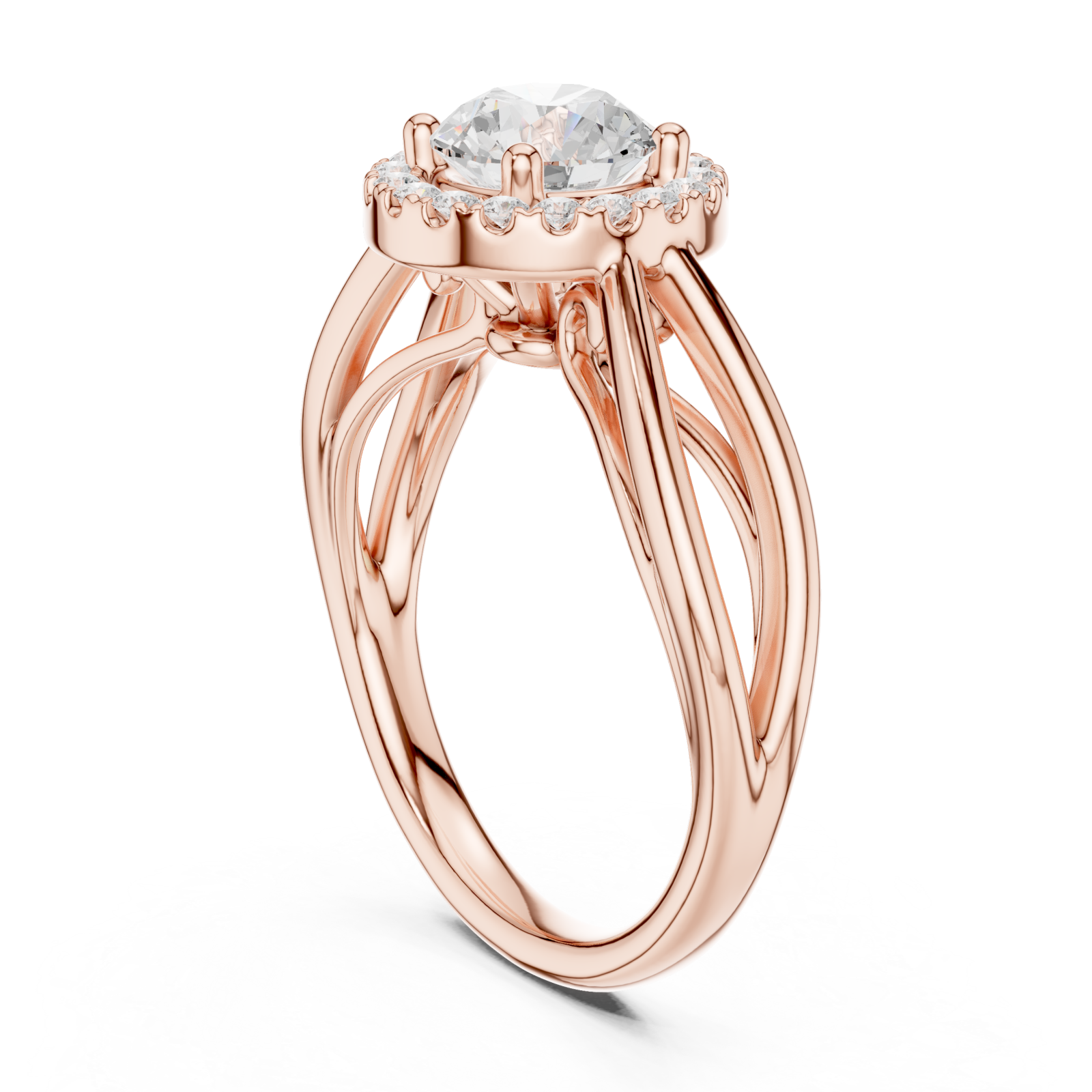  Rose Gold Orchid Harmony Halo Setting Ring Left View