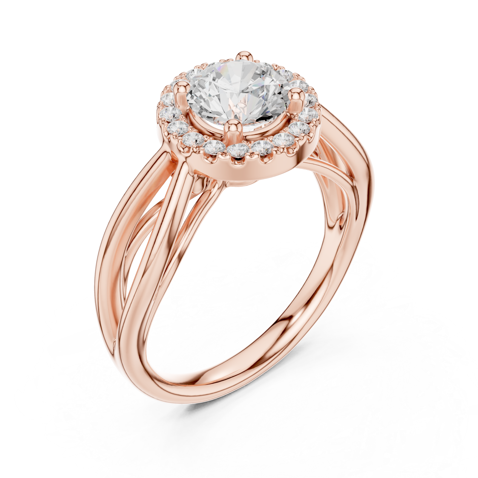  Rose Gold Orchid Harmony Halo Setting Ring Right View