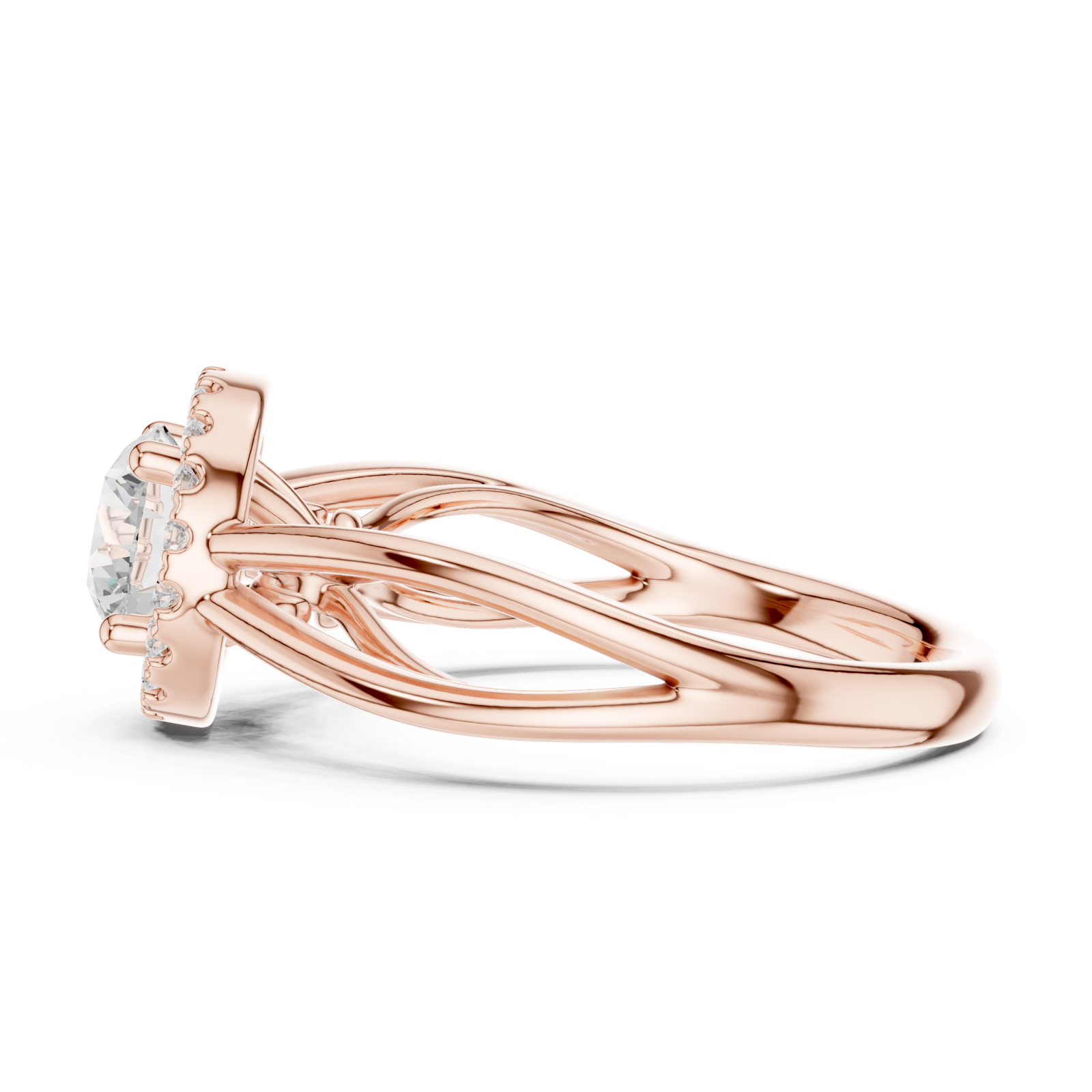  Rose Gold Orchid Harmony Halo Setting Ring Side View