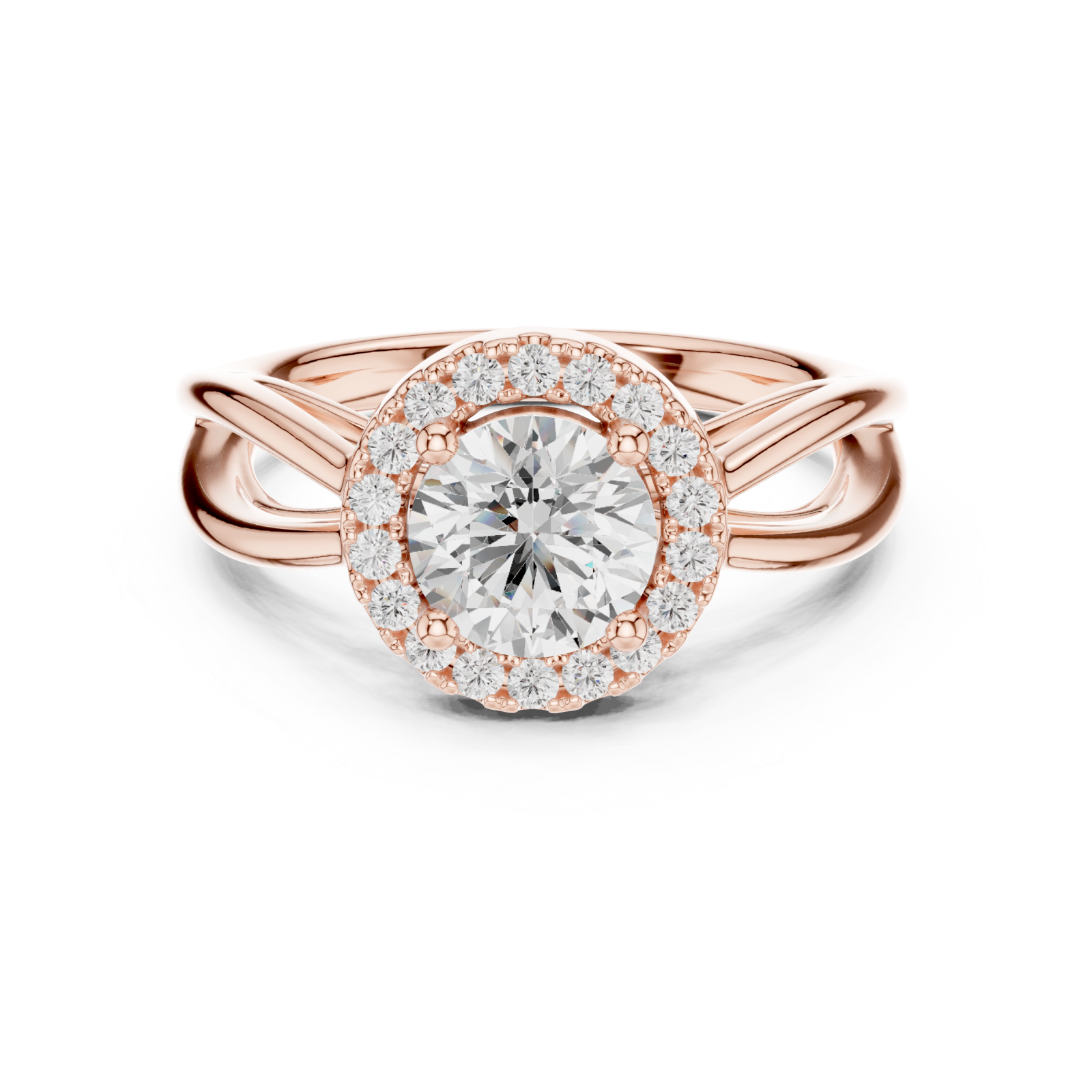  Rose Gold Orchid Harmony Halo Setting Ring Front View