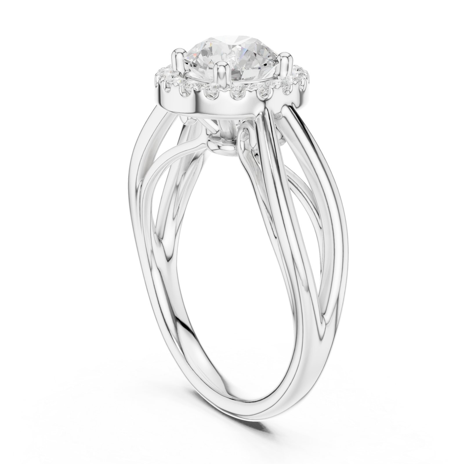  White Gold Orchid Harmony Halo Setting Ring Left View