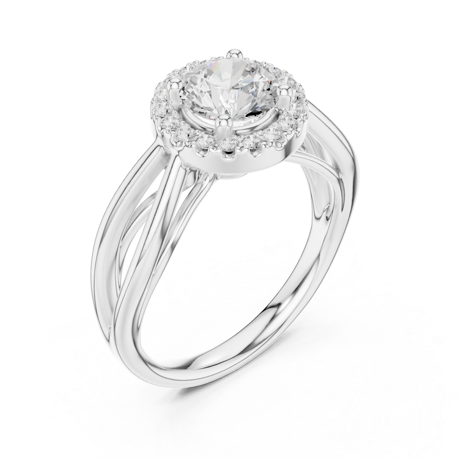  White Gold Orchid Harmony Halo Setting Ring Right View